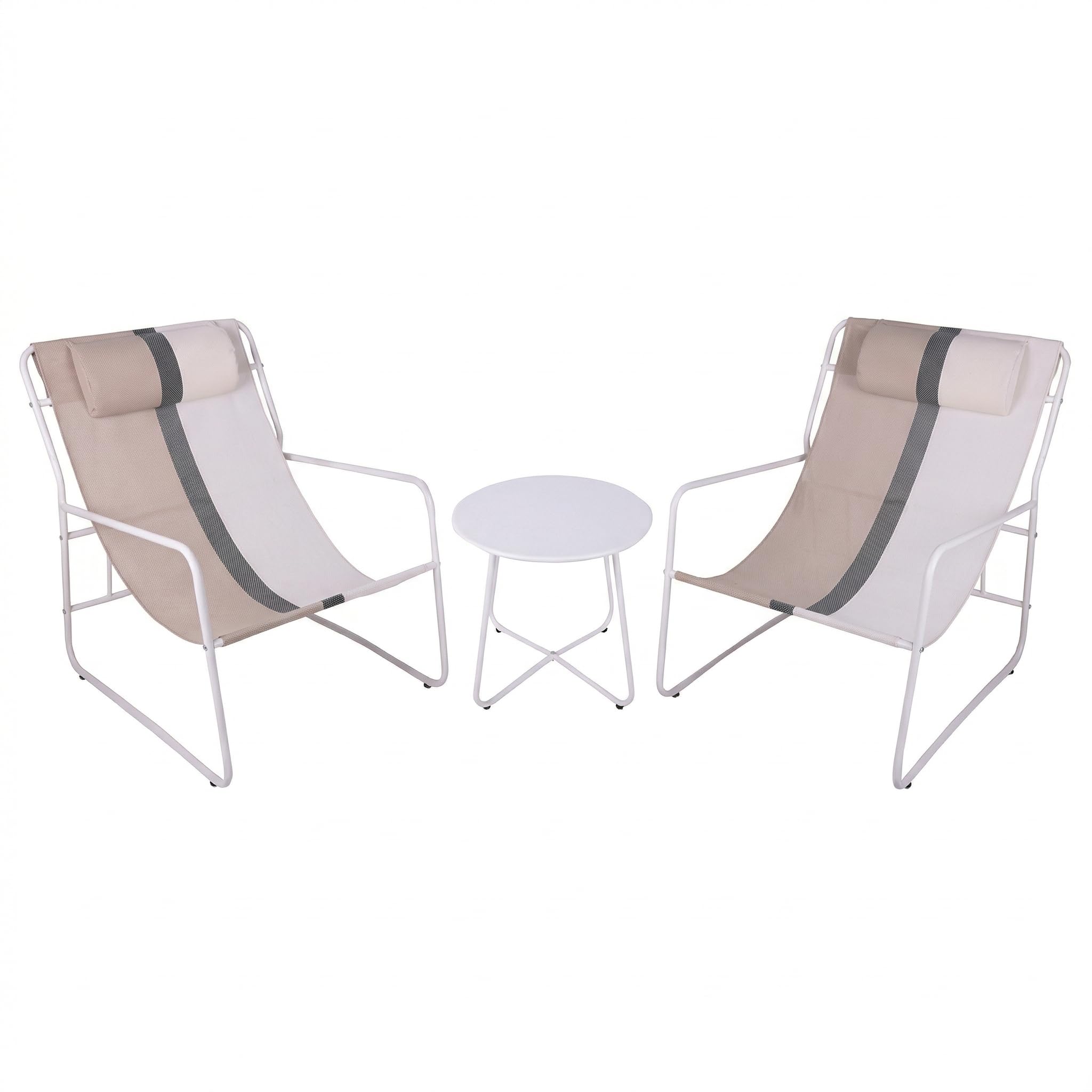Salottino da Esterno 2 Posti Set da Giardino 2 Poltrone in Tessuto con Cuscino 65x83x86cm + 1 Tavolino 40x50cm - Resistente alle Intemperie, Sedie, Set Mobili, Relax - Facile Montaggio