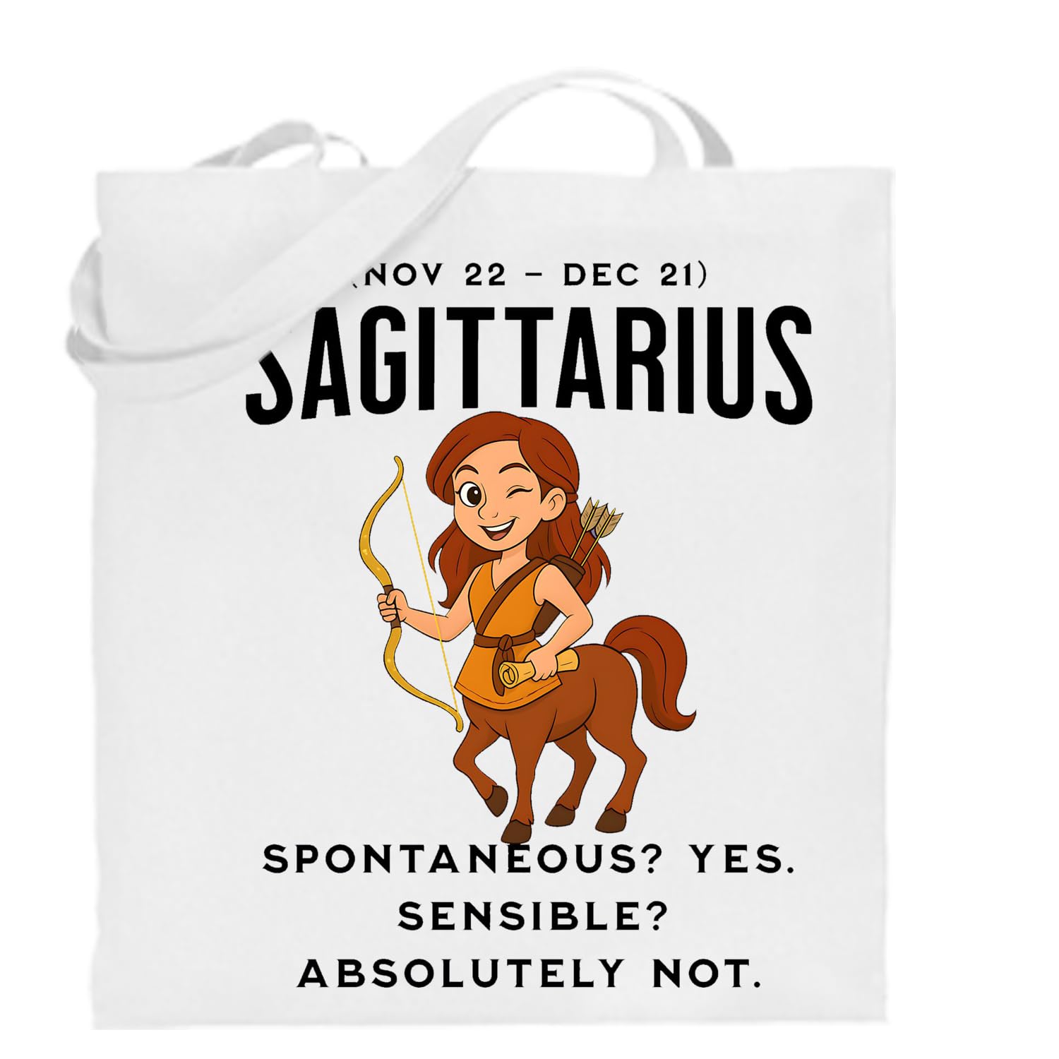 Printshirts Sagittarius Zodiac Tote Bag – Reusable Cotton Astrology Gift Bag with Centaur Design, Ideal for Star Sign Birthdays, Shopping, Travel & Everyday Use (White)