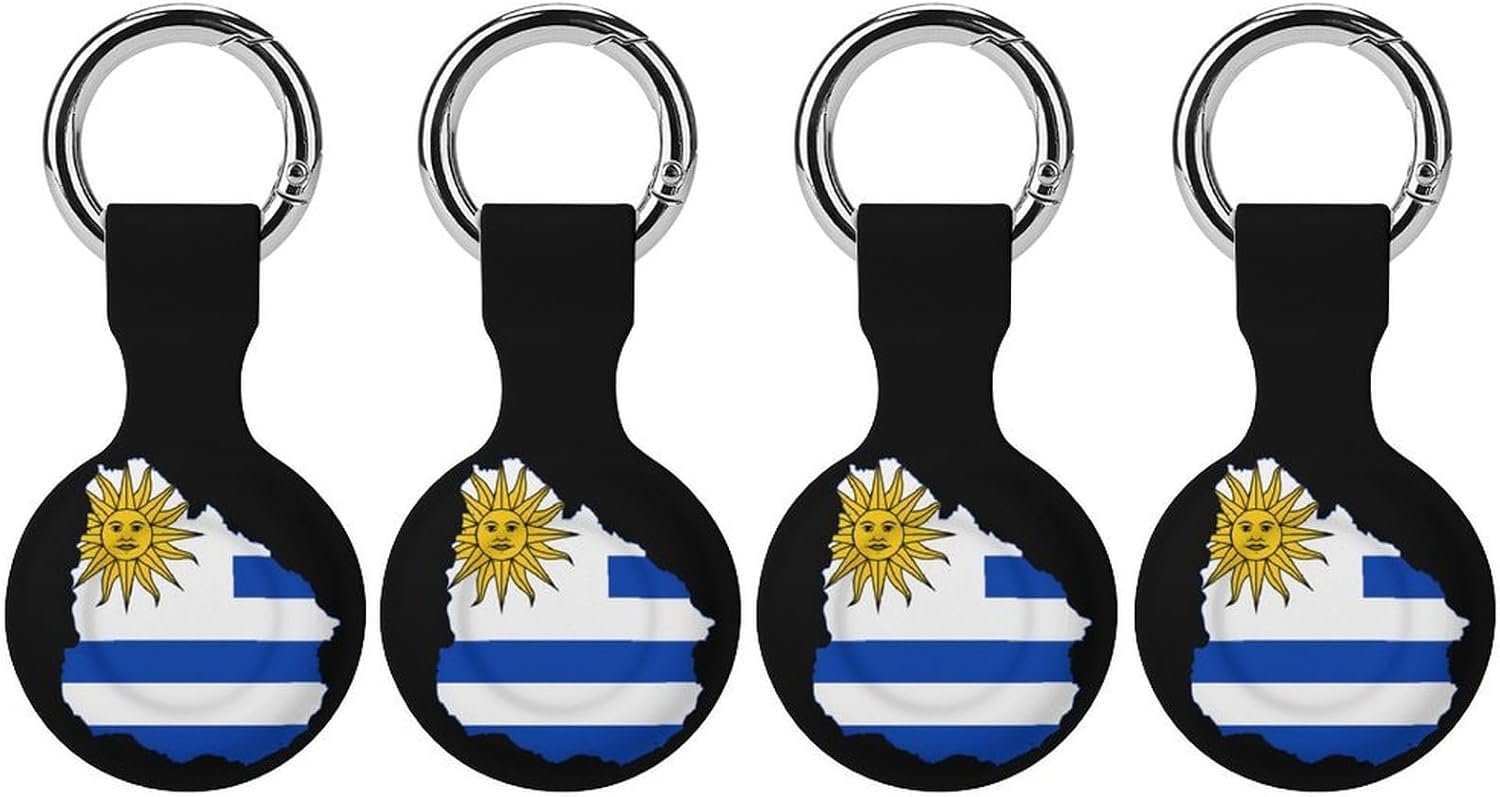 Flag Map of Uruguay Funny Cover Compatible with AirTag Case Protector GPS Tracker Holder with Keychain