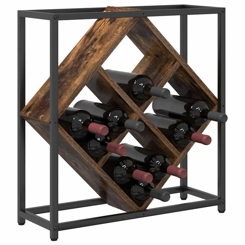 Portabottiglie per 16 bottiglie, in legno di rovere affumicato, moderno, organizer per cucina, sala da pranzo, soggiorno, cantina, bar di casa, portabottiglie