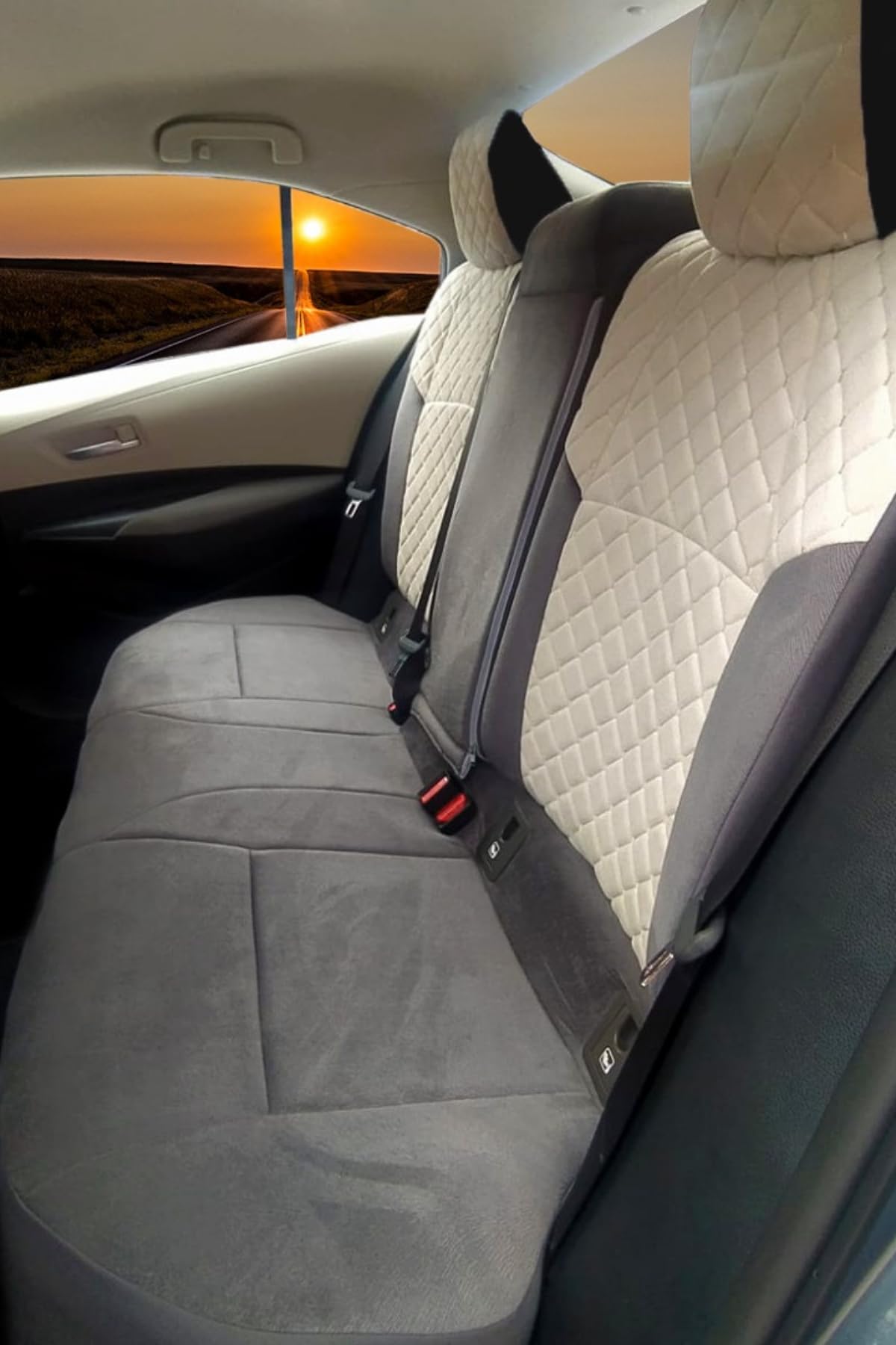 Krem Füme Tay Tüyü Araca Özel Oto Koltuk Kılıfı 2019 Model ve Üzeri Toyota Corolla ile Uyumlu Tam Set