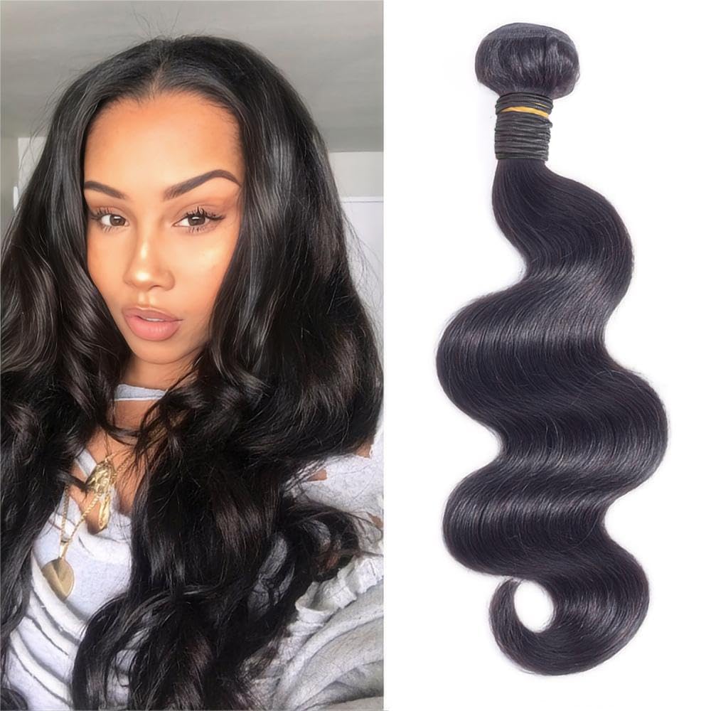14A Body Wave One Bundles Human Hair Bundles 16 Inch 100% Unprocessed Brazilia Virgin Body Wave Bundles Deals Human Hair Natural Black Color (1 bundles human hair, 16 Inch)