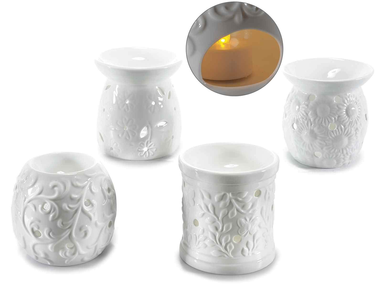 Quemador de esencias de cerámica decorada perfumador para ambiente, juego de 4 piezas, idea regalo
