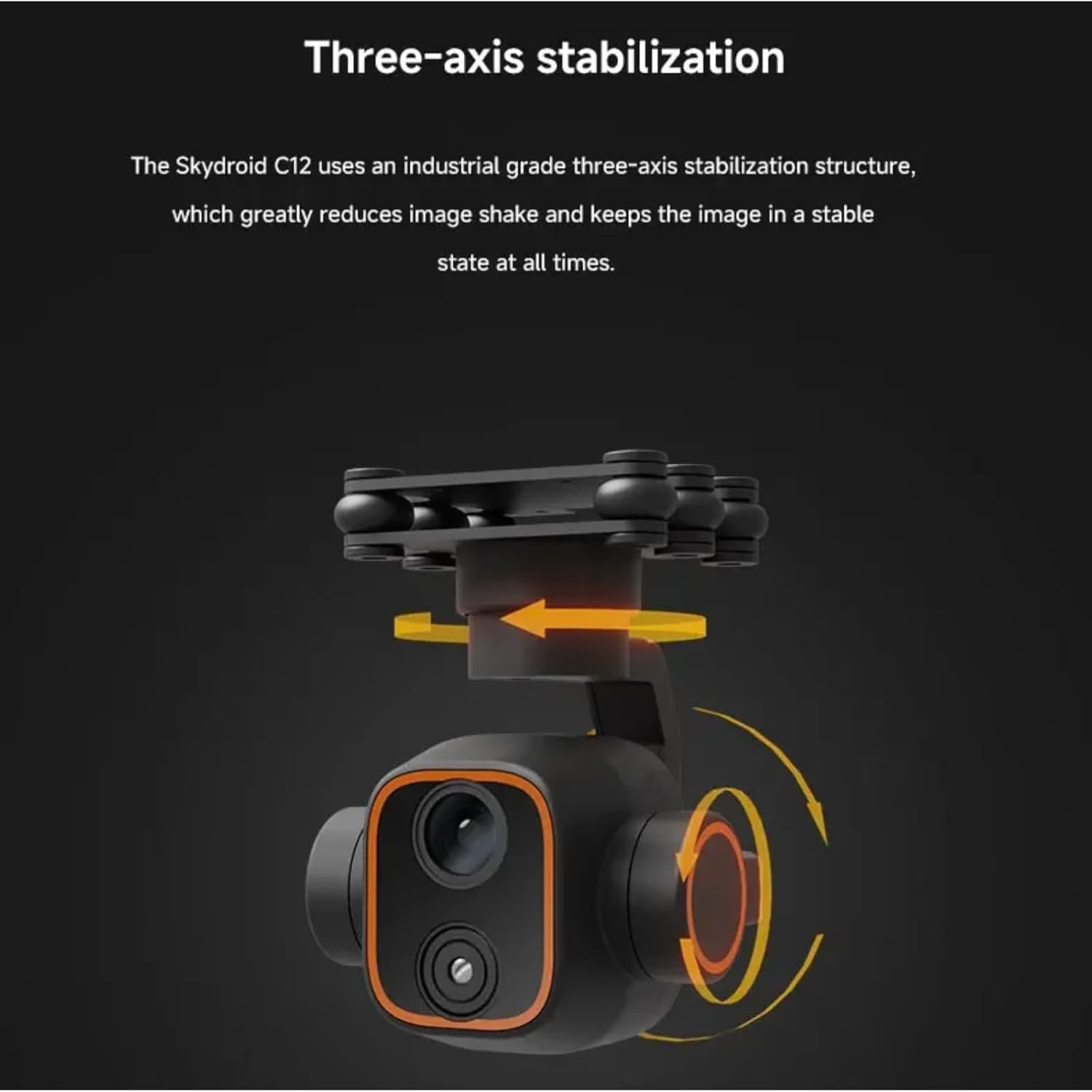 JeeFly Skydroid C12 Gimbal 3-Axis FPV Camera Gimbal PTZ with 2K HD 384×288 Thermal Imaging Dual Light Gimbal Dynamic Tracking Camera for Drones/Cars/Boats