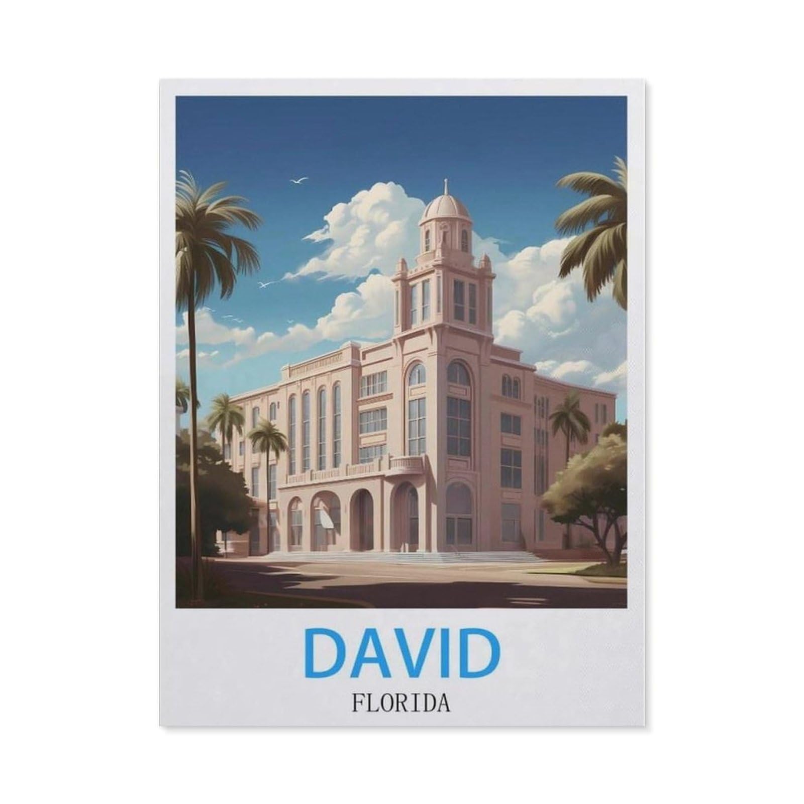 Beayodkp （30 X 40 Cm/11.81 X 15.74 Inches） 5D Diamond Painting Kits，David Florida Vintage Travel Poster，Diy Rhinestone Embroidery Set Paint With Diamond Art By Number Kits Cross Stitch Home Wall Craft Decoration）-Cc34