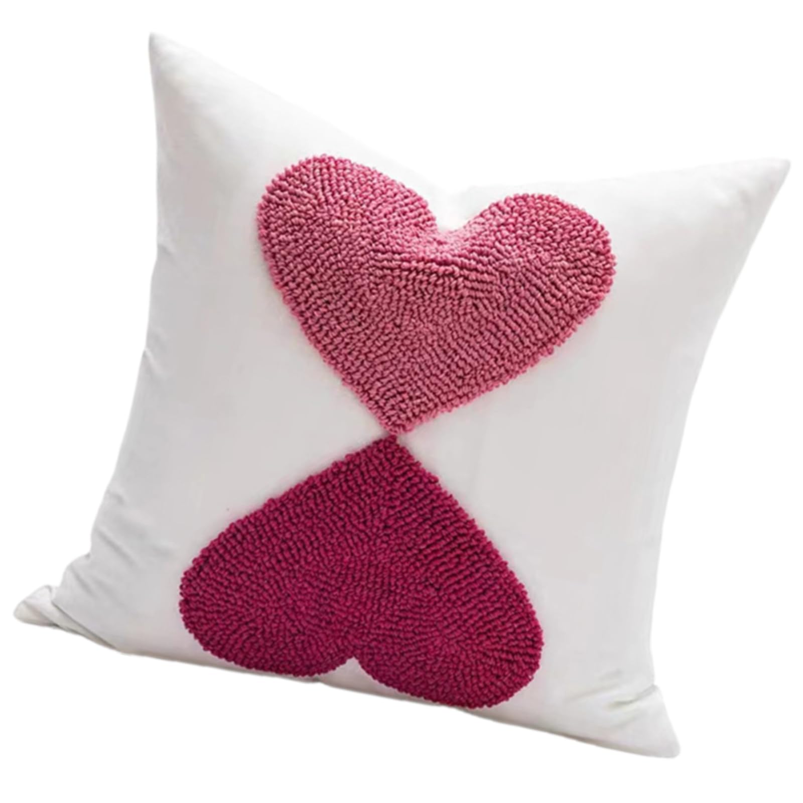 Nucelit Redness Heart and Flower Patterned Embroidered Pillows Covers Cotton Canvas Cushions Covers for Decorative Use Home Embroidered Throw Pillows