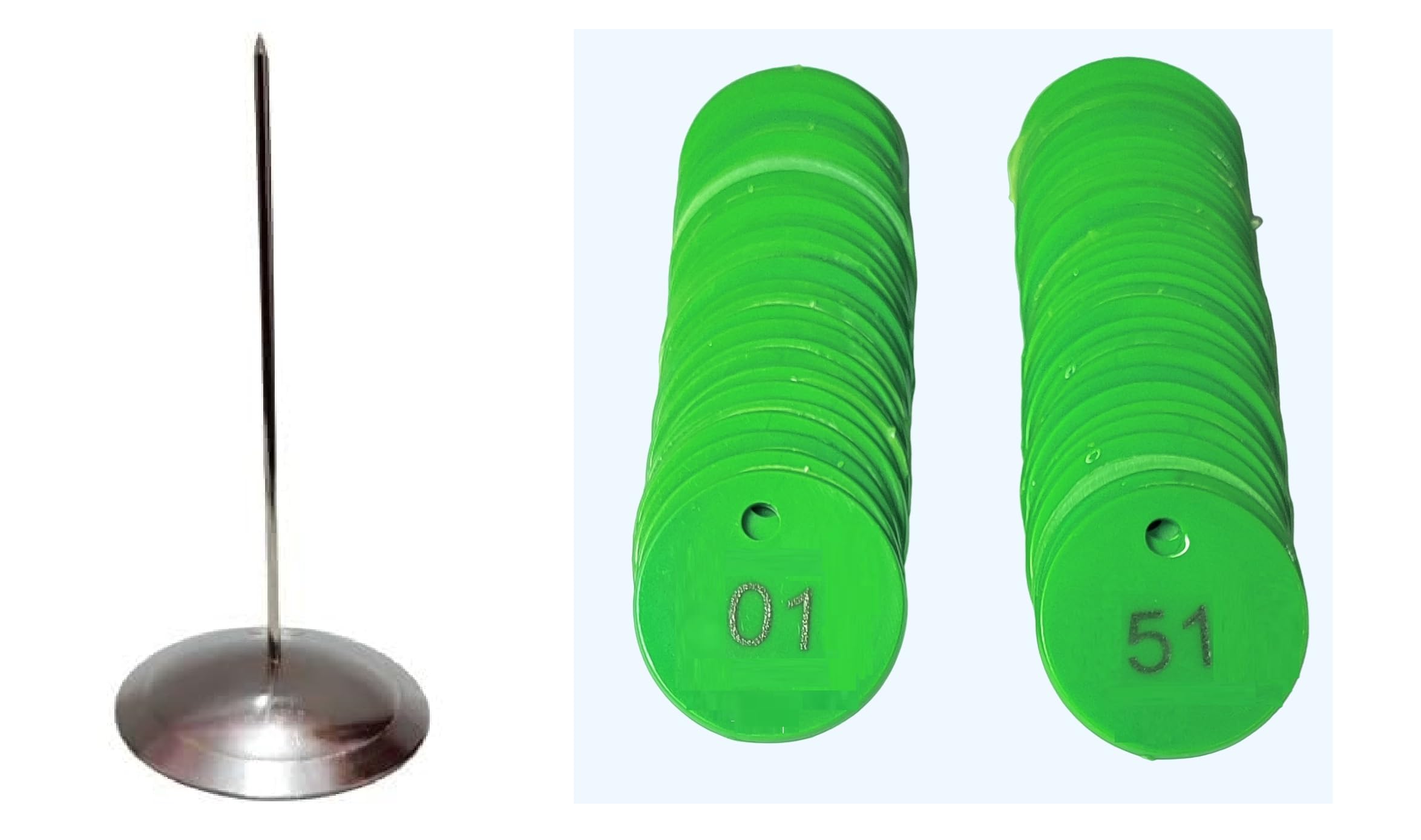 Plastic Number Token Coin with 1 to 100 Print and Hole and Steel Stand, Doctor Token for CLINICS, Shops, MALLS, QUE, RESTURANT, EXIBITION (Green)