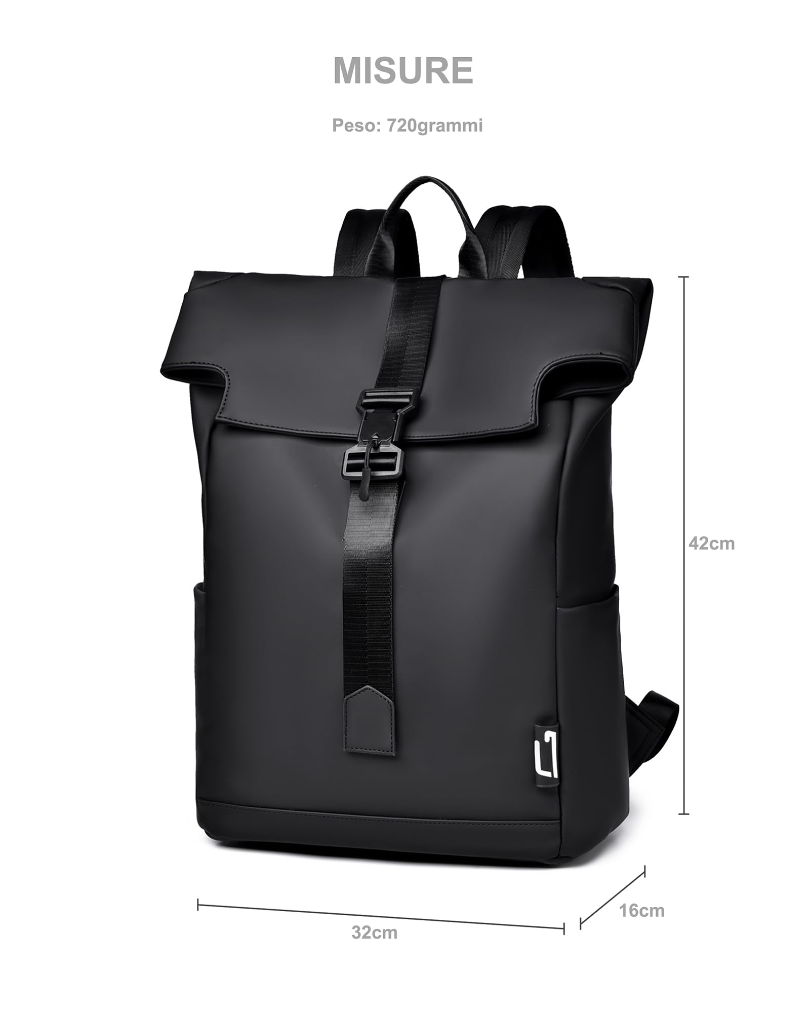 Zaino casual Porta PC in Membrana PU impermeabile Borsa Uomo con Tasca per PC Portatile Computer Notebook per Tempo libero Scuola Lavoro Viaggio KM19 (Nero)