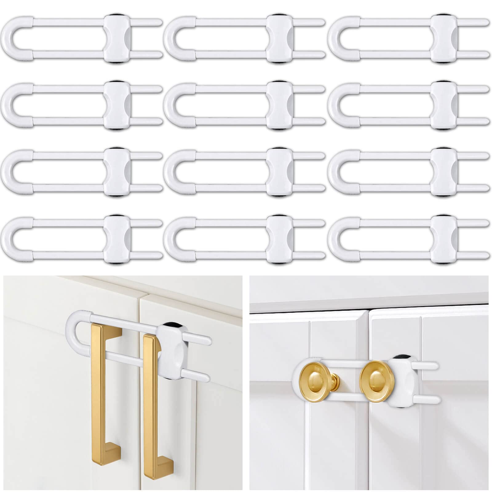 Buy 12 Packs Baby Proofing Sliding Locks Tuceyea UShaped Child