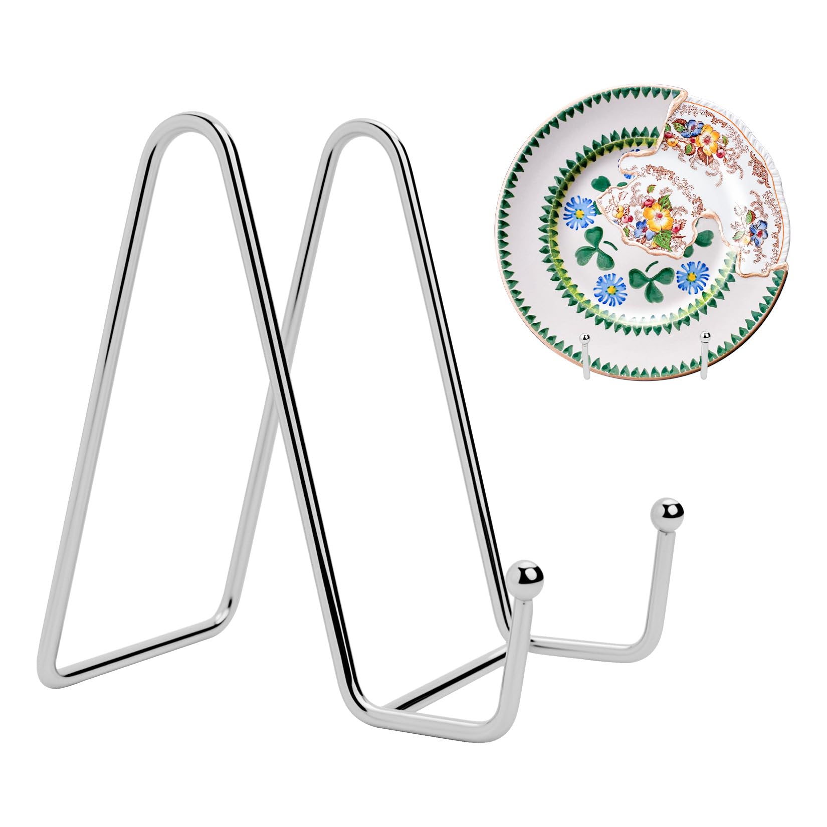 Fulushouxi Sztaluga metalowy stojak dekoracyjny, 11 cm, metalowy stojak na talerze, metalowy stojak na książki, stojak na zdjęcia, stojak na zdjęcia, ramka na zdjęcia, stojak na zdjęcia (srebrny