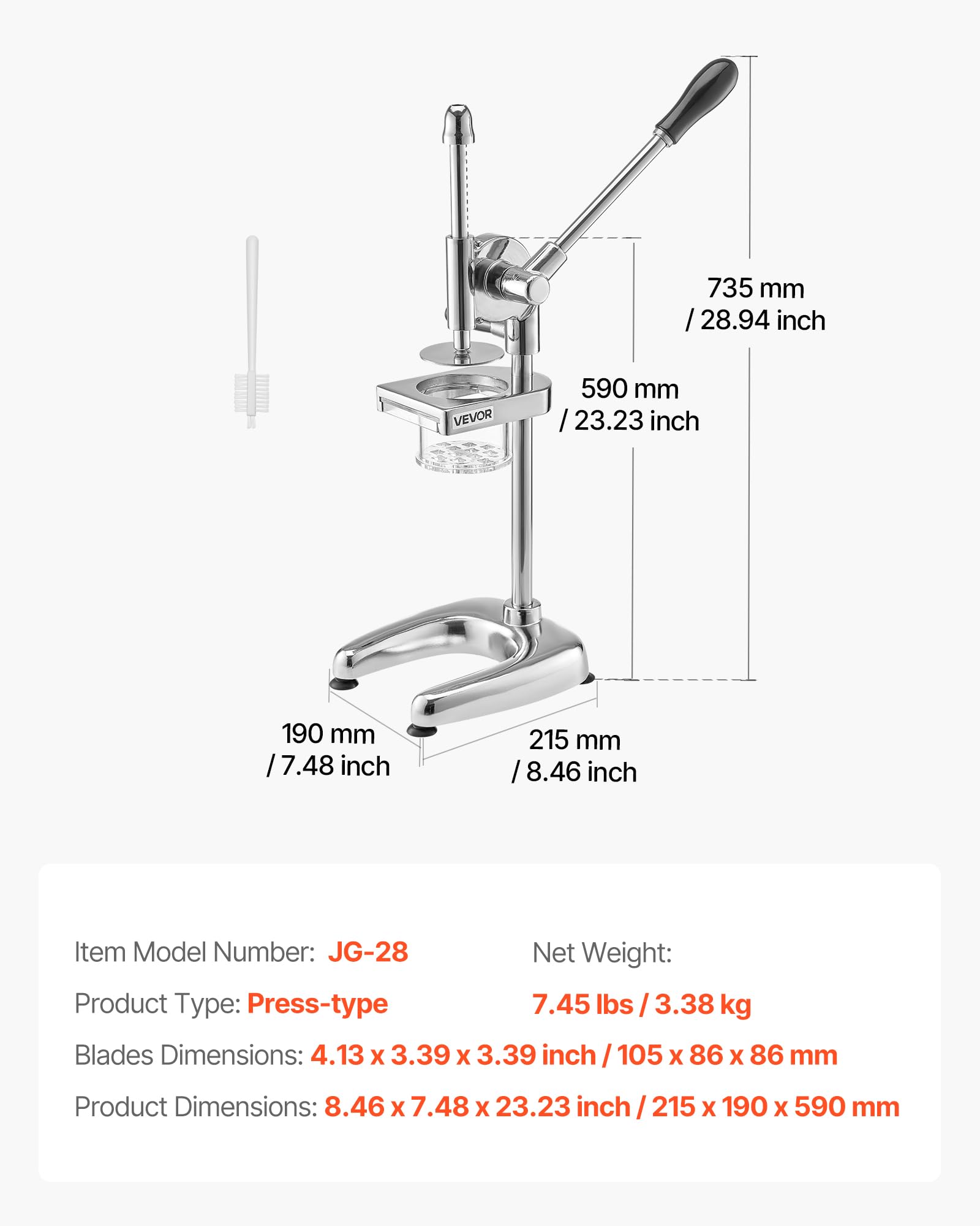 VEVOR Super long French Fry Squeezer, Commercial Fried Potato Strips Maker, Extra Long Japanese Style French Fries Maker with Pull-out Extruder, Manual Mashed Potato Extruder for Food Truck, Kitchen