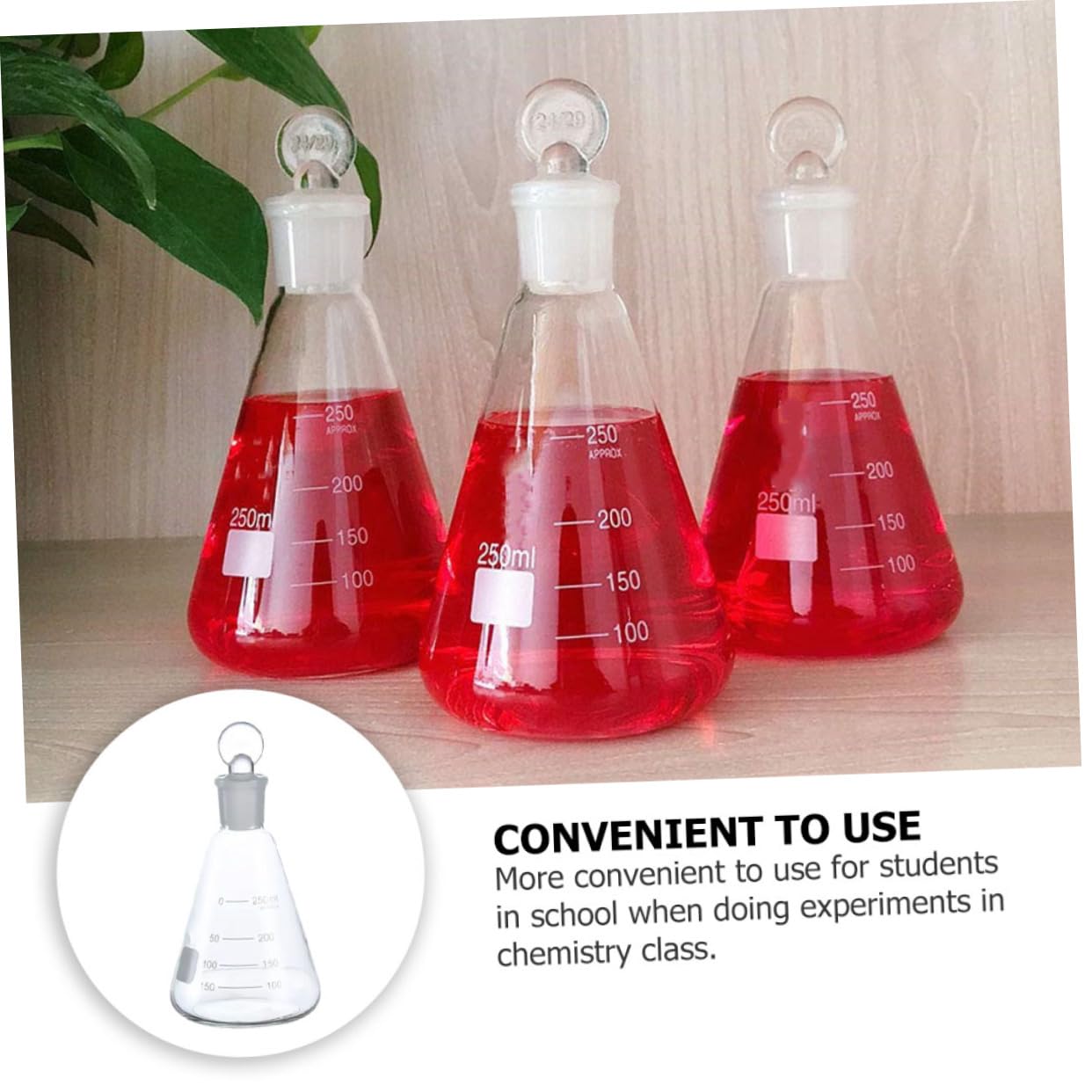 SOLUSTRE 3pezzi Beuta Conica in Vetro Beuta Per Esperimenti Scolastici Da Laboratorio Conica Ispessita Forniture Da Laboratorio