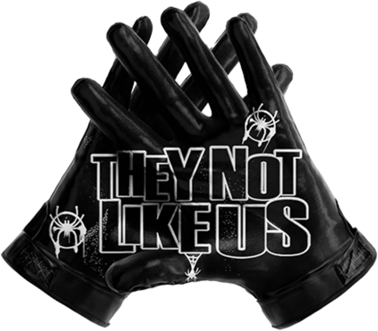 Black Web They Not Like Us - Football Gloves for Youth and Adult - Ultra Grip Wide Receiver Gloves - Superior Support and Protection - Adult and Youth Sizes