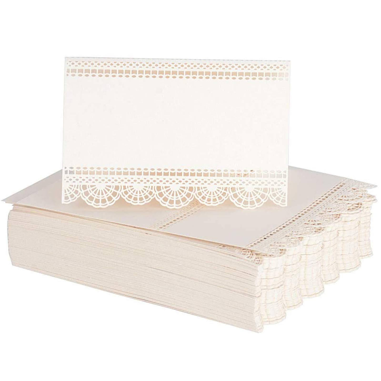 50 Piezas Tarjetas de Lugar Nombre, Tarjeta de Asiento de Boda, Marfil, Grabado Láser, Decoración Perfecta para Bodas, Cumpleaños o Banquetes y Otras Fiestas