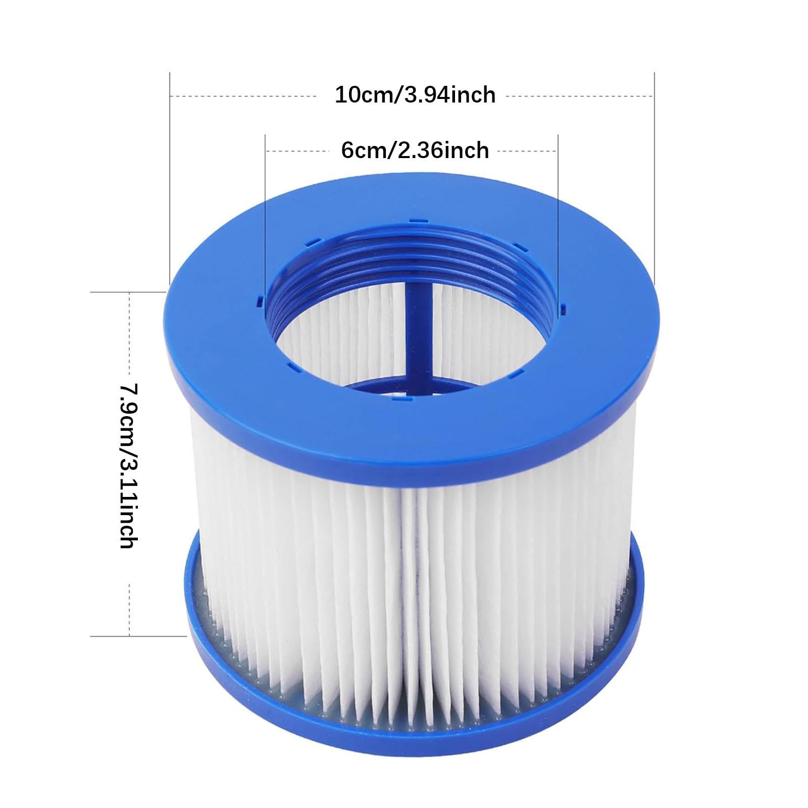 6 Piezas Cartuchos de Piscina Repuesto de Filtro Núcleo Profesional Filtro Central Fácil de Limpiar Compatible con Hidromasaje y Piscinas, 6 Piezas