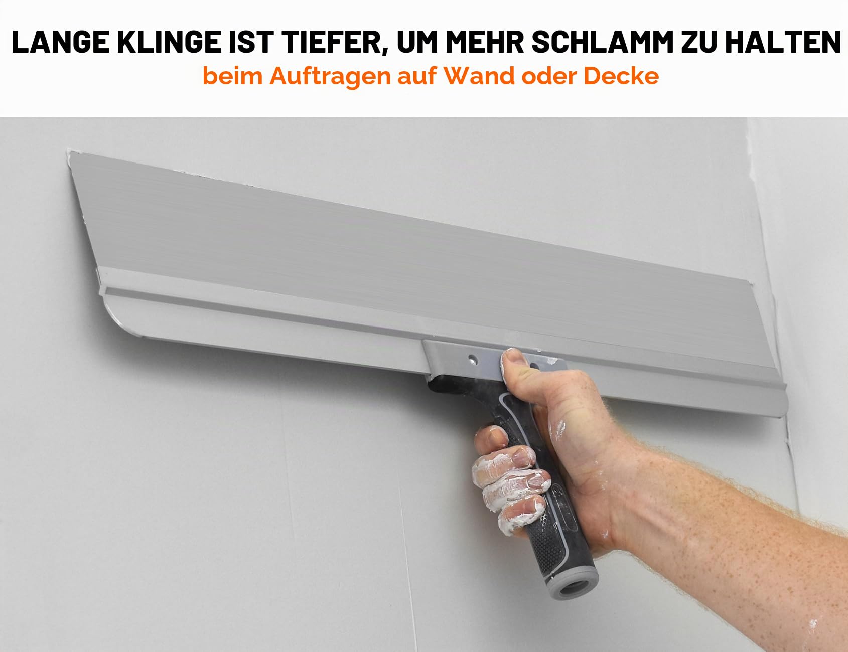 ROLLINGDOG 600mm Flächenspachtel - Breitspachtel für Trockenbau, Ideal zum Abkleben und Glätten, Edelstahlklinge, bequemer Gummigriff
