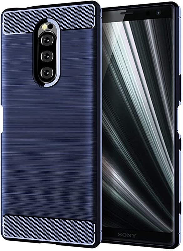 Image of NPRC Hybrid Ultra Slim Protective Case TPU Non-Slip Carbon Fiber Texture Shockproof Case Cover for Sony XZ4 - Blue