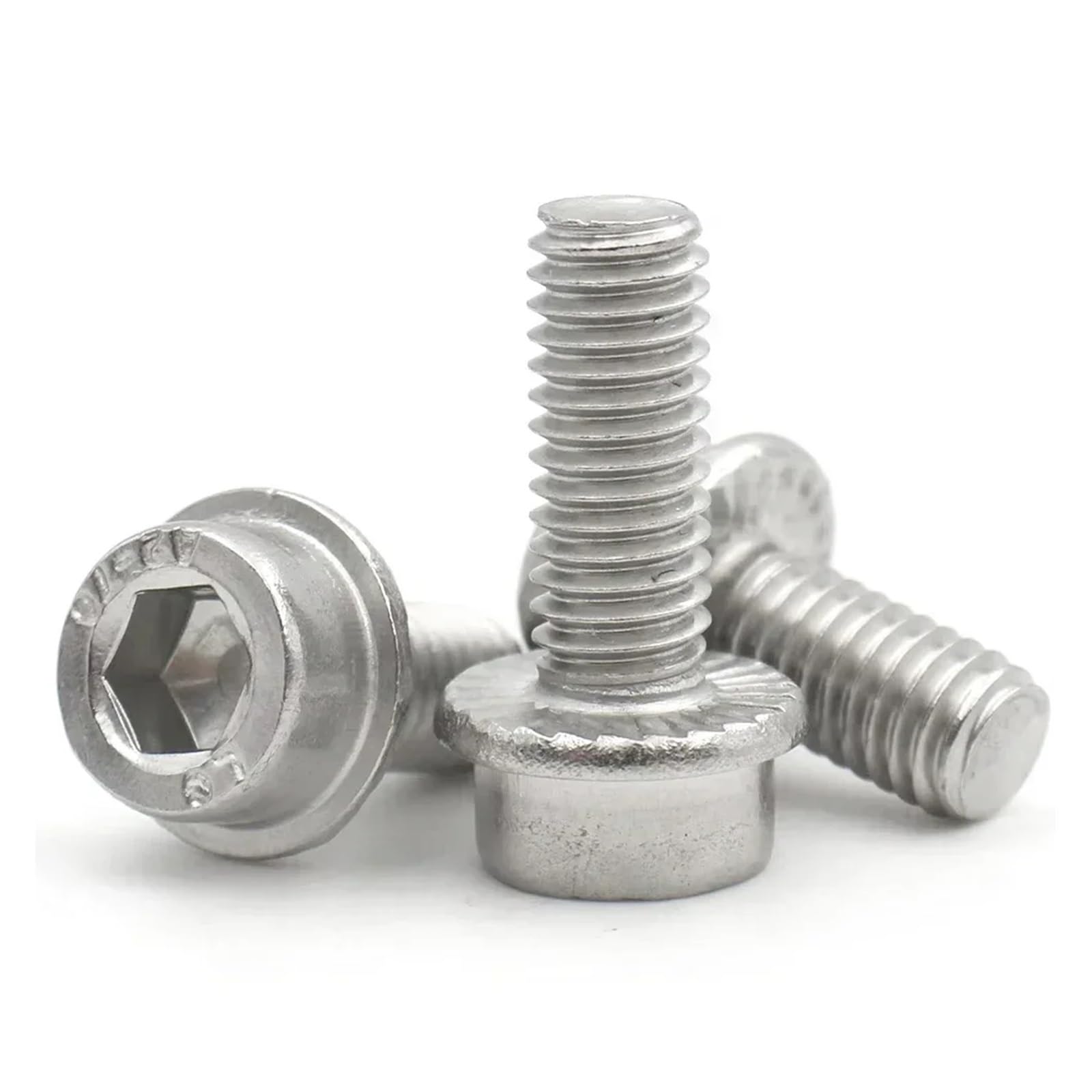 M3 M4 M5 M6 M8 M10 M12 304 Acciaio inossidabile A2-70 Testa esagonale con esagono incassato Rondella flangiata dentellata Vite bullone 10/30 pezzi(65mm,M8 x10pcs)
