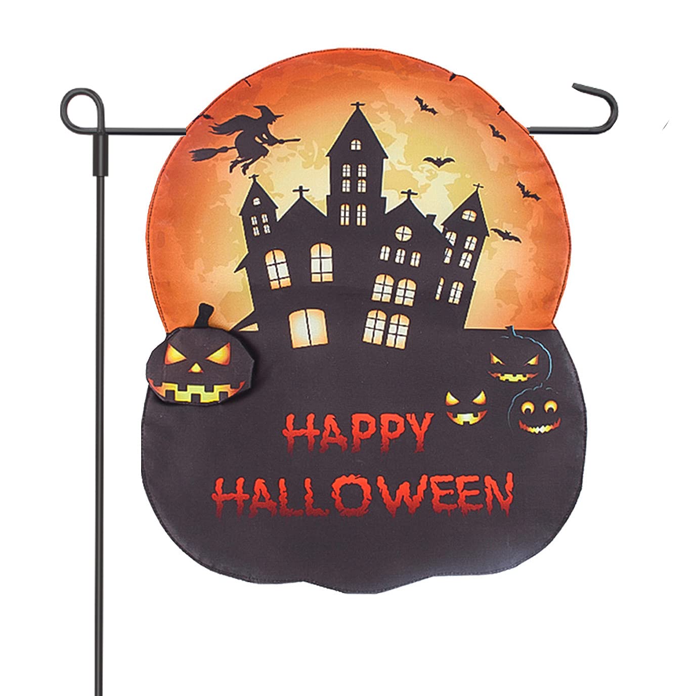Halloween Graden Flag Pumpkin Ghosts Witch Spooky Manor Yard Outdoor Decorations Double Sided 13.5 x 18 Inch