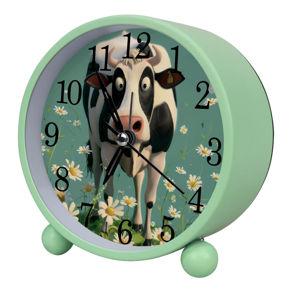 Luoweisi Alarm Clock Cow Daisy, Silent Non-Ticking with Night Light