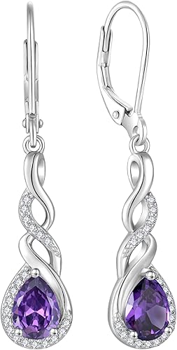 Rocayi Infinity Dangle Drop Earrings for Women 925 Sterling Silver Teardrop Leve