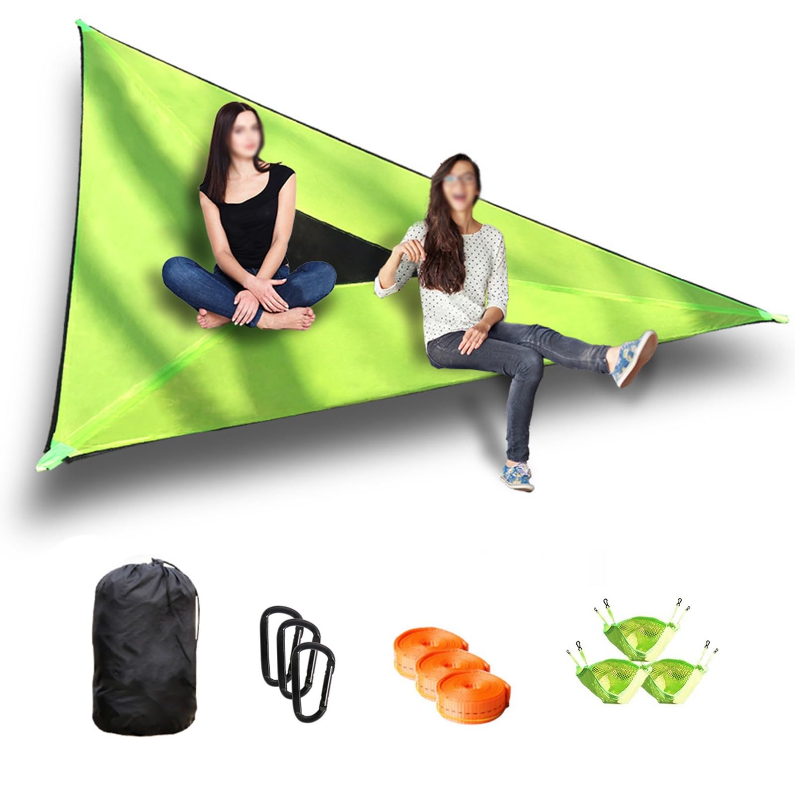 13FT Outdoor Triangle Hammock, 660 Lbs Weight Capacity for 2-3 People, Portable Camping Hammock with Storage Bag