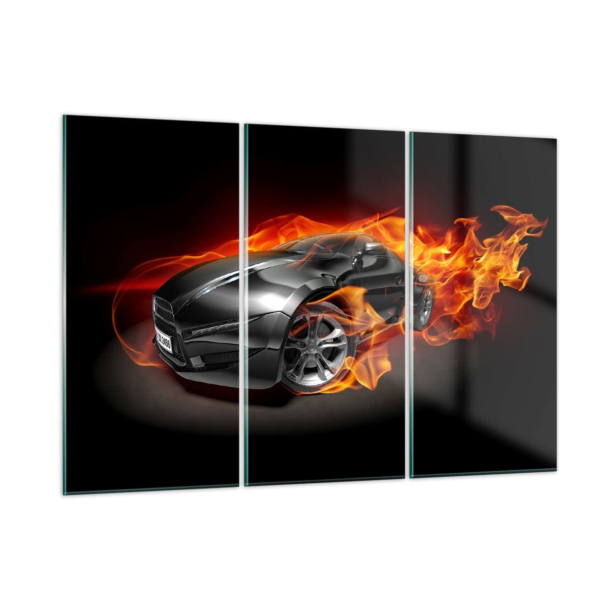 Tableau Impression Sur Verre 70x50cm - Moto, Feu, Abstraction - ARTTOR - Décoration Murale