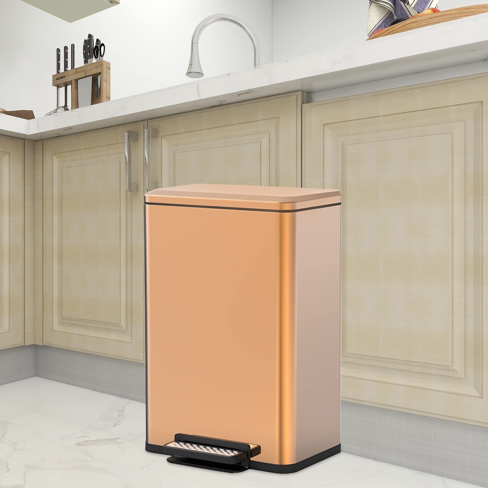 Mülleimer Papierkorb Abfalleimer Mülleimer kann Edelstahl, weiche, leichte und tragbare Trash-Mülleimer, 50l 13GAL kosmetikeimer