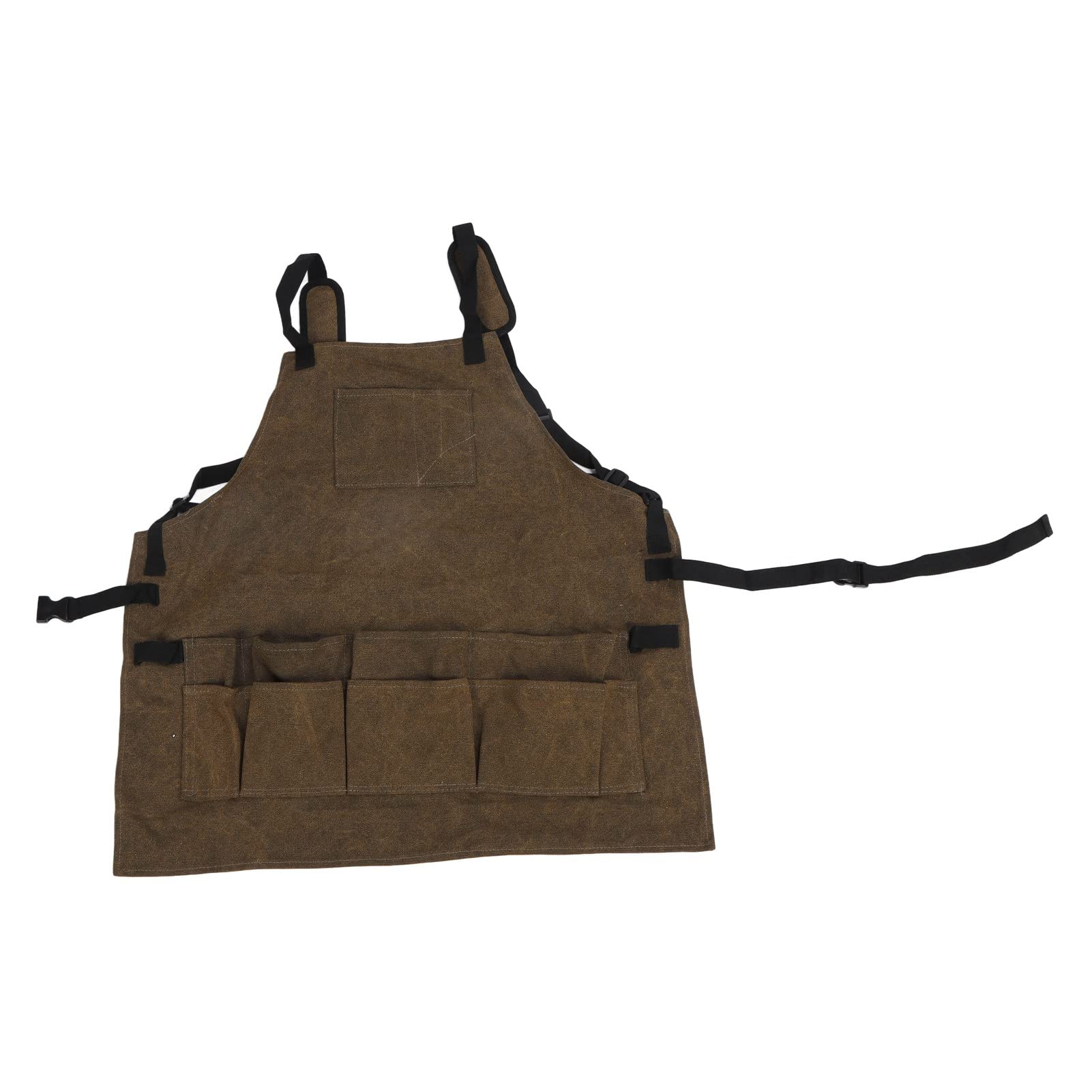 Gardening Canvas Apron Heavy Duty Strap Bib Apron with 11 Pockets Multifunctional Work Apron for Garden Kitchen Coffee Shop Bar Restaurant Art Painting Woodworking Durable Canvas