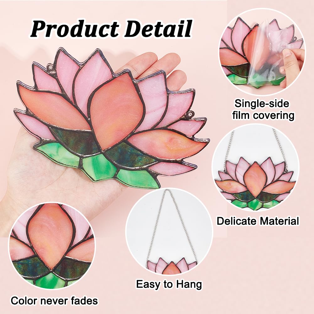 Attrape-Soleil Lotus Acrylique - Décoration Fenêtre 9.4x15cm - Cadeau Femme/Maman - Effet Arc-en-Ciel