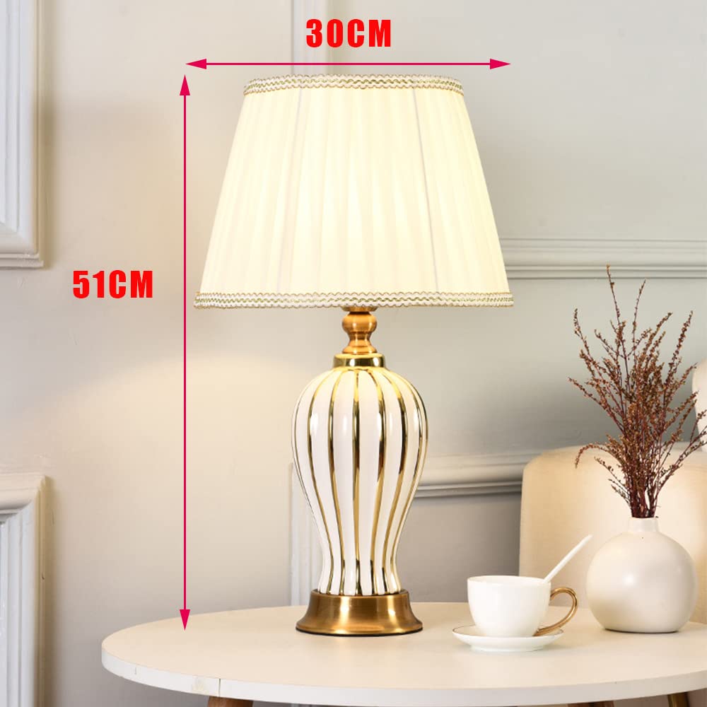 E27 moderne Tischlampe Wohnzimmer Schlafzimmer Nachttischlampe Keramik dekorative Beleuchtung Tischlampe (Glühbirne nicht enthalten) (Weiß)