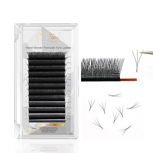 Costory Extensiones de pestañas de volumen 3D, pestañas postizas de fácil abanico, pestañas postizas en forma de trébol negro, en forma de W,