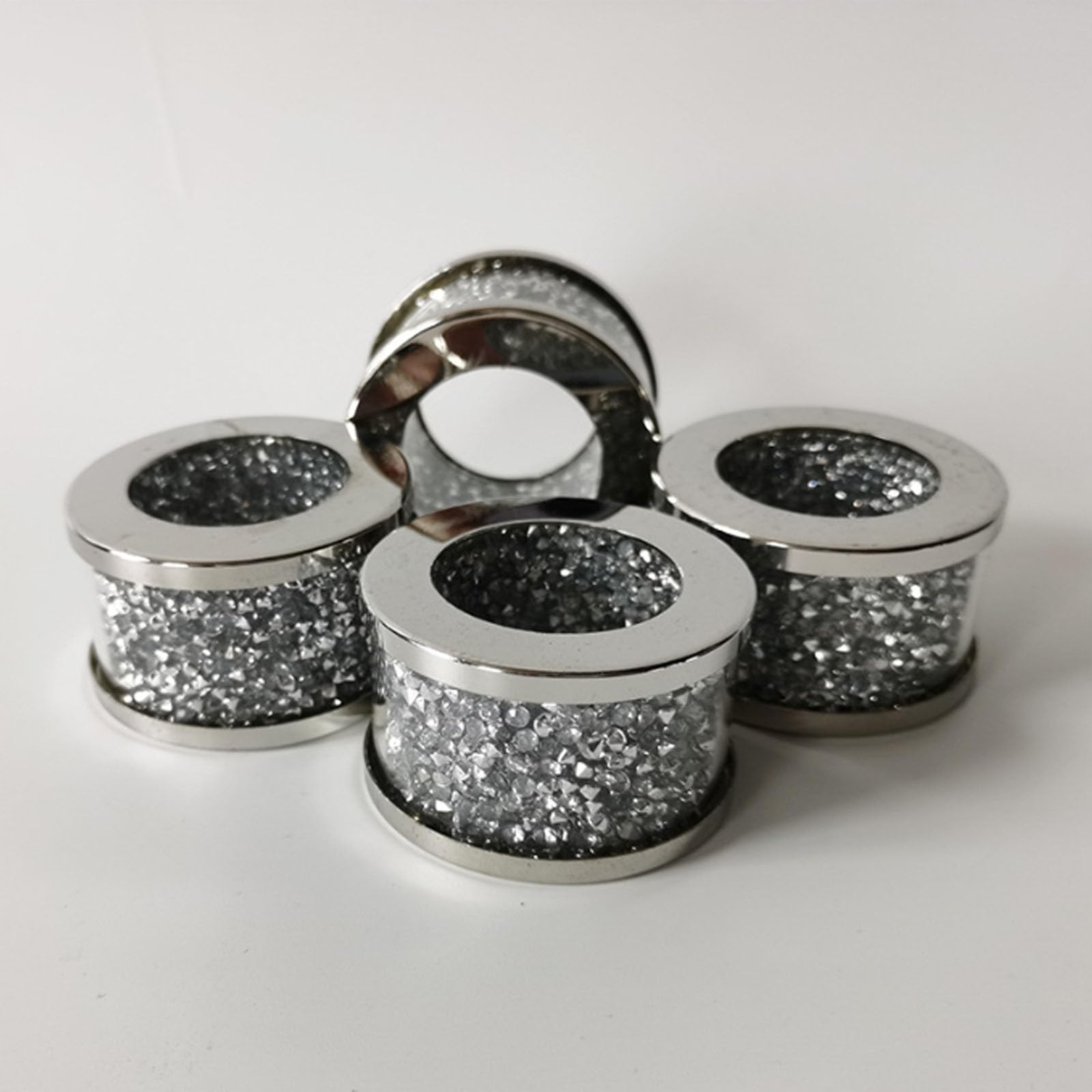 Set di 4 portatovaglioli in cristallo per eleganti tavoli – Portatovaglioli decorativi con strass, ideali per ricevimenti di nozze, cene, riunioni di famiglia, fibbie per tovaglioli in argento (6)