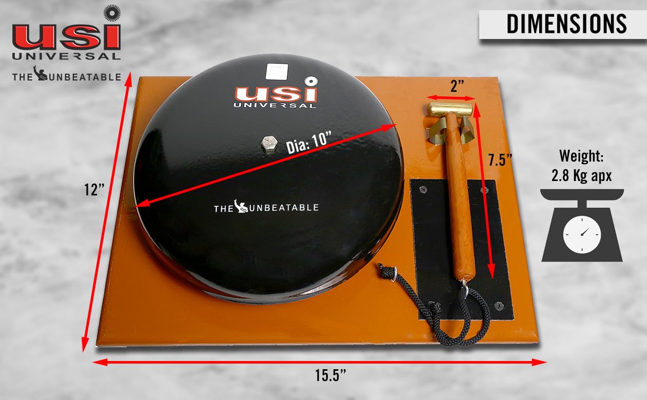 USI UNIVERSAL Boxing Ring Gong | Solid Wood Board And Large Brass Striking Hammer 4