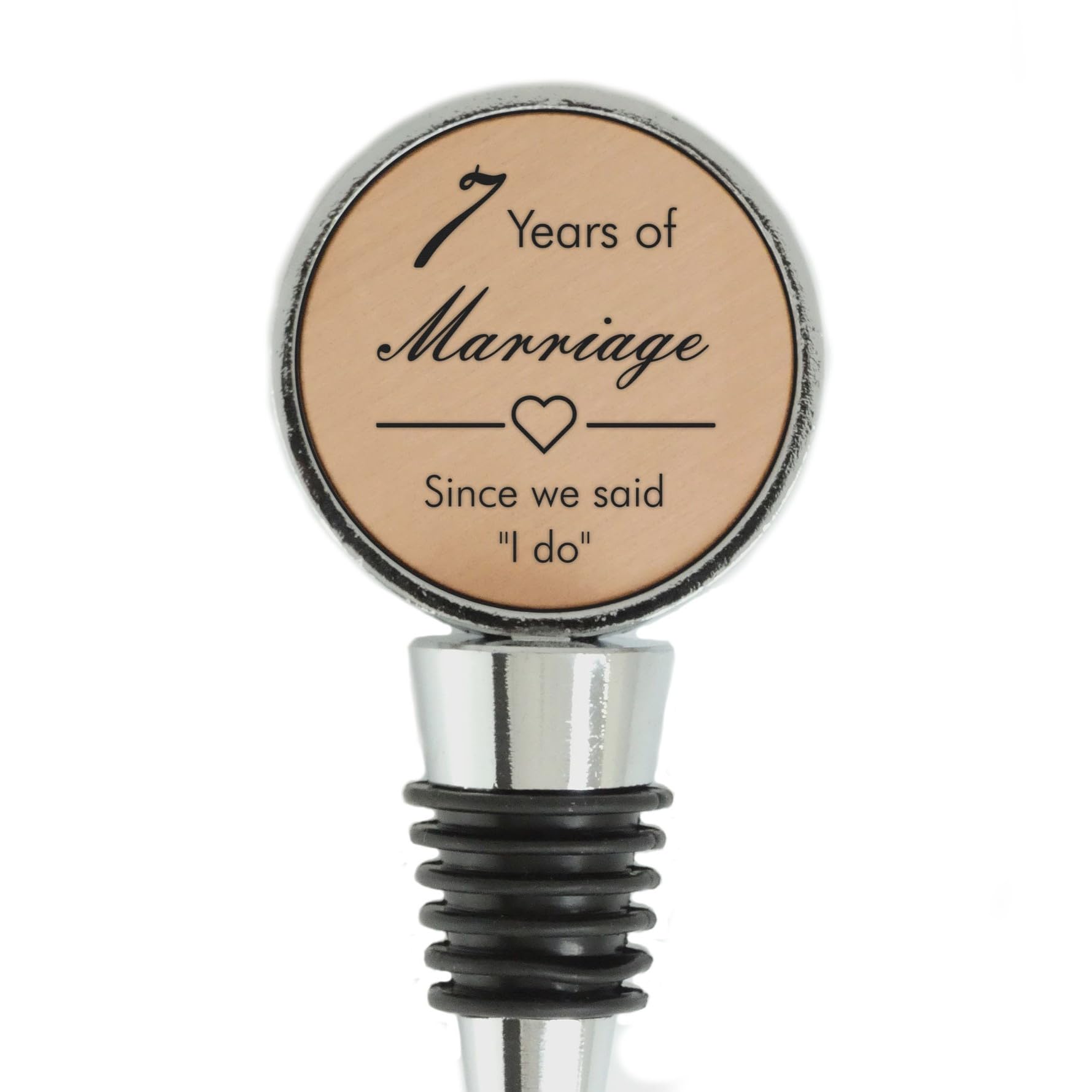 7th Wedding Anniversary Engraved Copper Bottle Stopper, 7 Years Married Copper Anniversary (Since We Said I Do) - Image 2