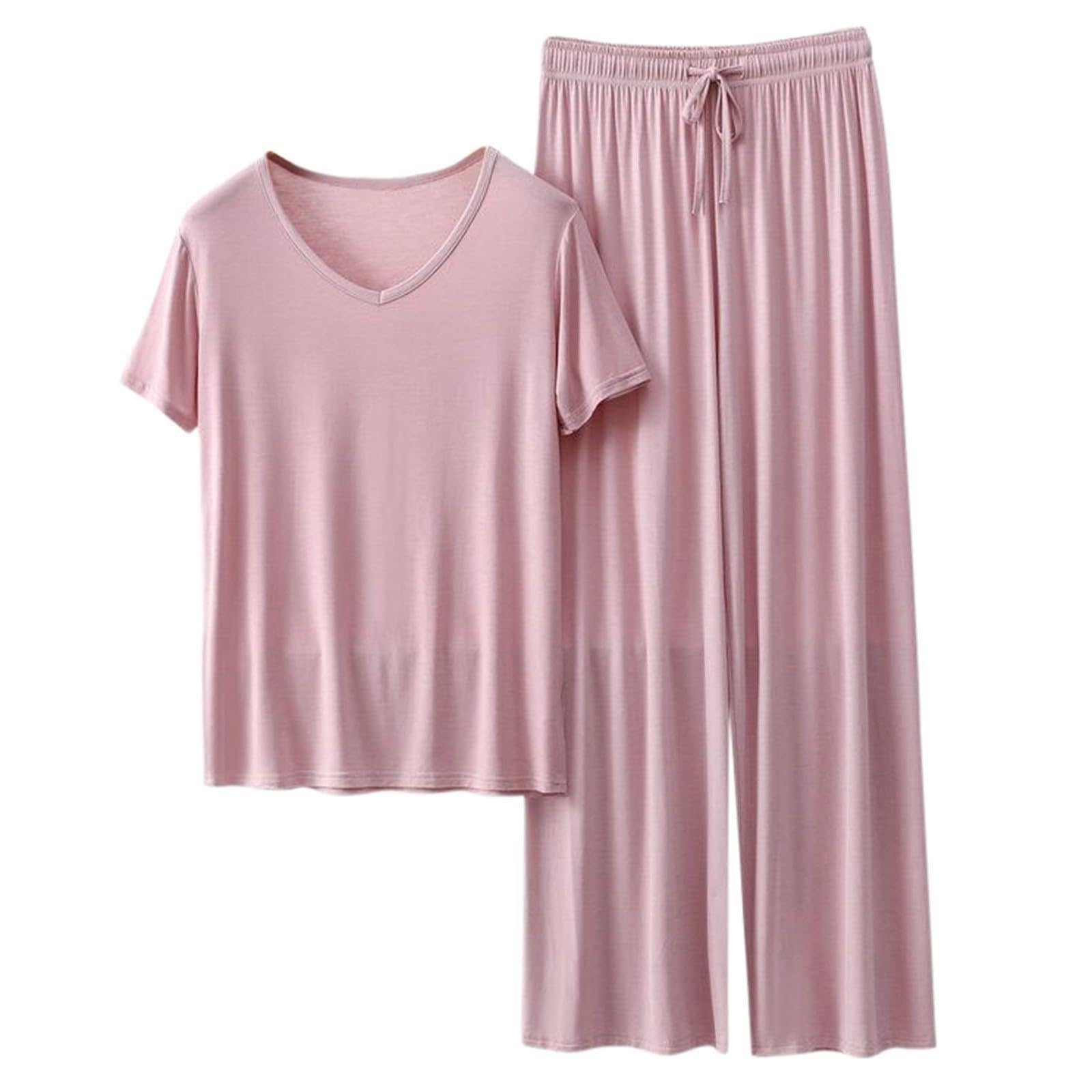 Pijama de mujer de verano corto sexy, pijama para mujer, algodón muy grande | Noche de cuello sastre Camisas de noche Albornoces Caraco Talla Elástica Slacks Suave / Suave Conjunto Pijama Sudadero