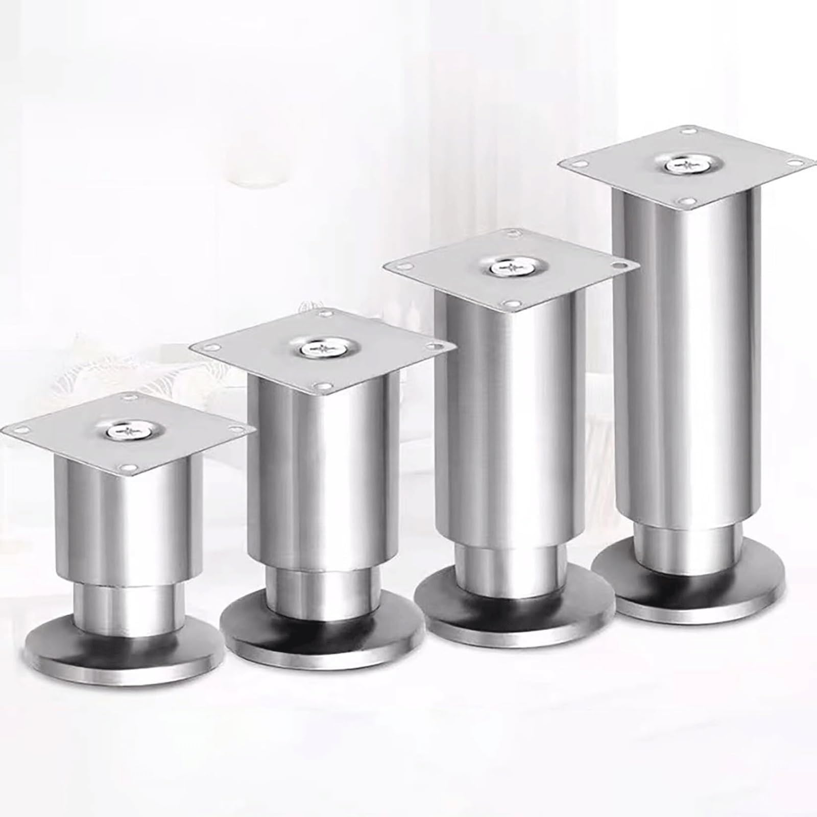 UYHBCNQD 4 Pcs Furniture Legs Adjustable Replacement Legs Set Stainless Steel Furniture Foot Dresser Extenders Feet Cupboard Support Legs(10cm)