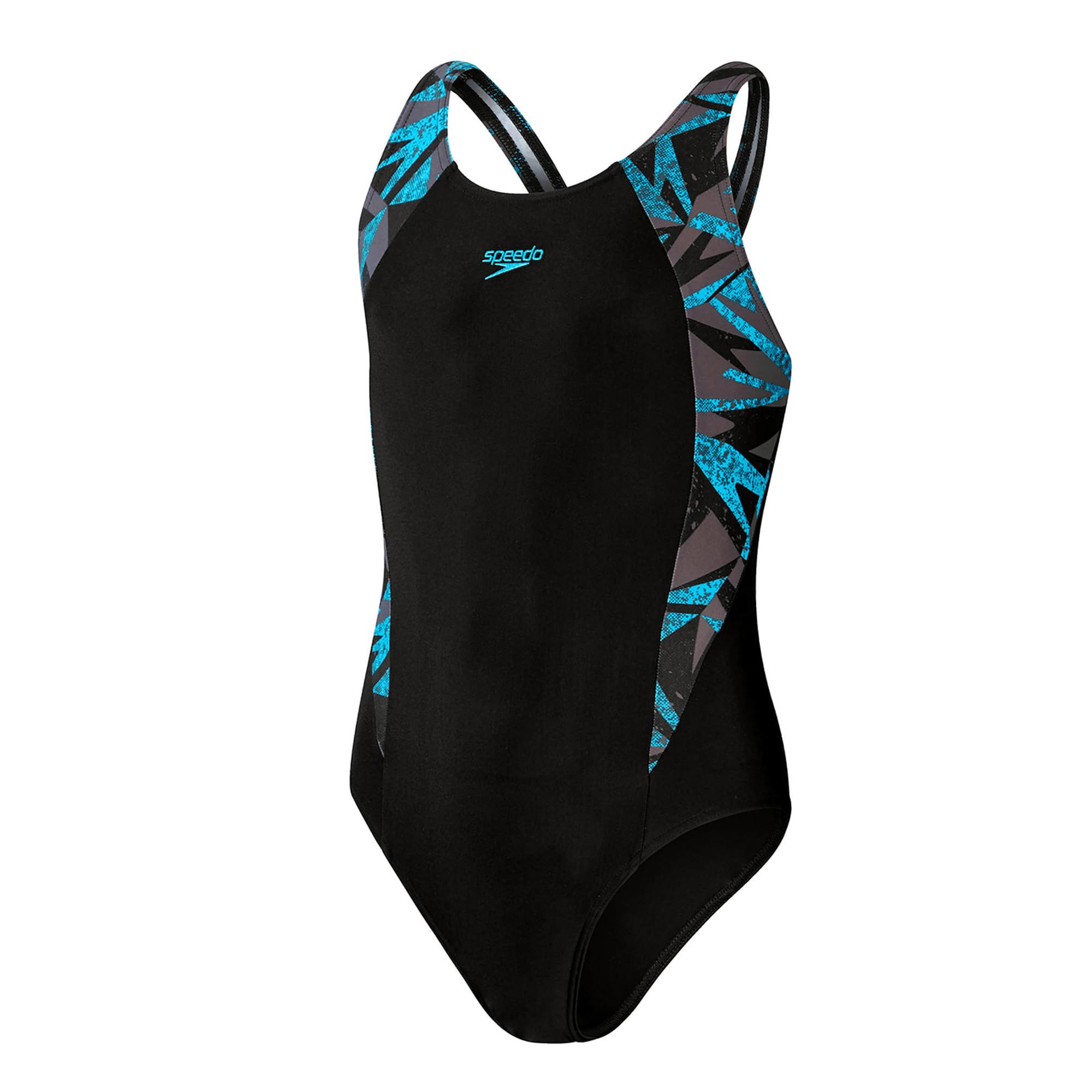 Speedo Girl's HyperBoom Splice Muscleback Black/Blue Swimsuit Swimming Costume