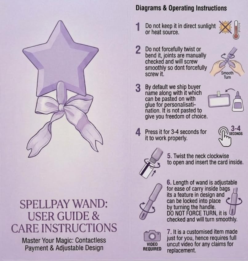 Image of THREADOUS Credit Card Wand Holder Lavendar, Fairy Wand Credit Card Holder, Magic Fairy Pay Star Wand Credit Card Holder, Tap to Pay Wand The Fairy Pay Debit Card Wand for Easy Checkout (Lavendar)