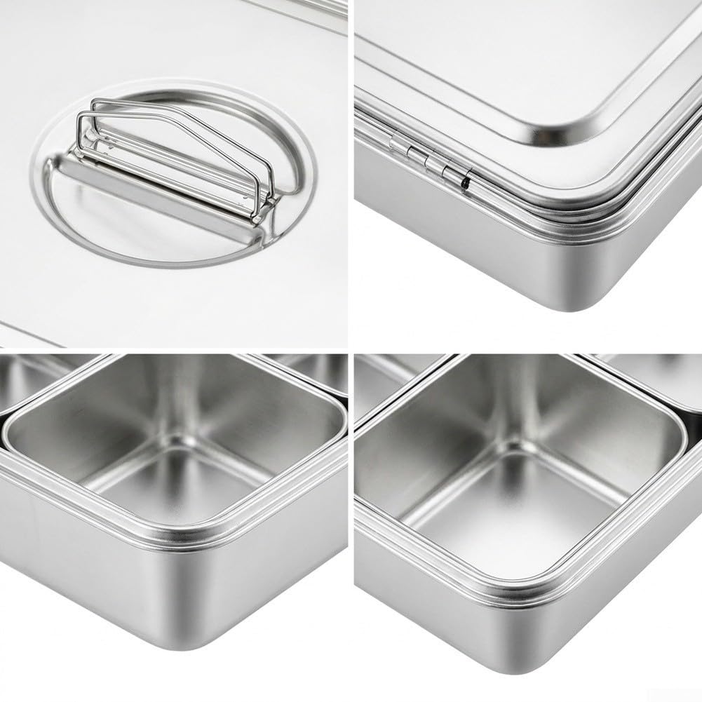 Scatola per condimenti in acciaio inossidabile con vassoi staccabili per spezie condimenti cibo secco forniture armadio forniture argento 43,5 cm