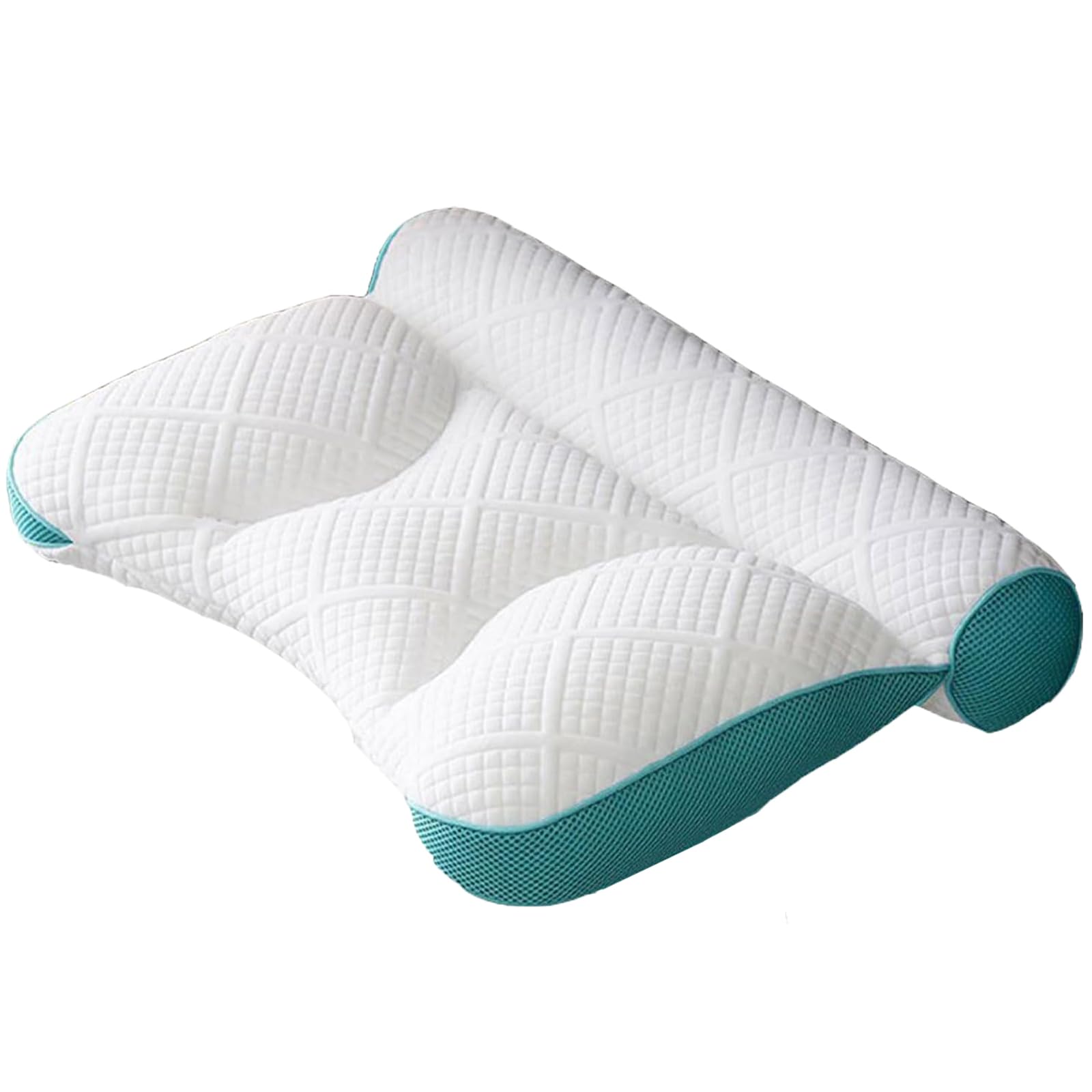 Sumoze Pillow, Sumoze Ergonomic Goose Down Pillow, Sleep Enhancing Cervical Support Comfort Goose Down Pillow, Suitable for All Sleeping Positions (Blue, Medium Pillow)