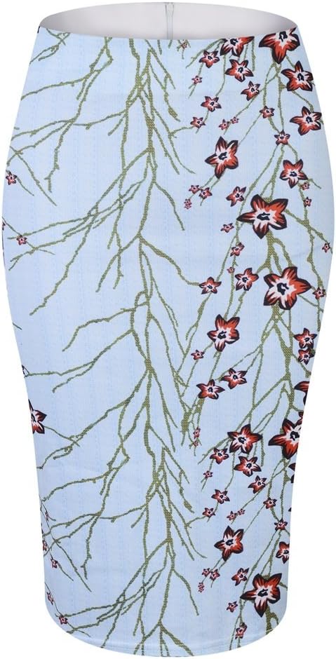 Women Print Midi Pencil Skirt For Office Wear (XXL, 104)