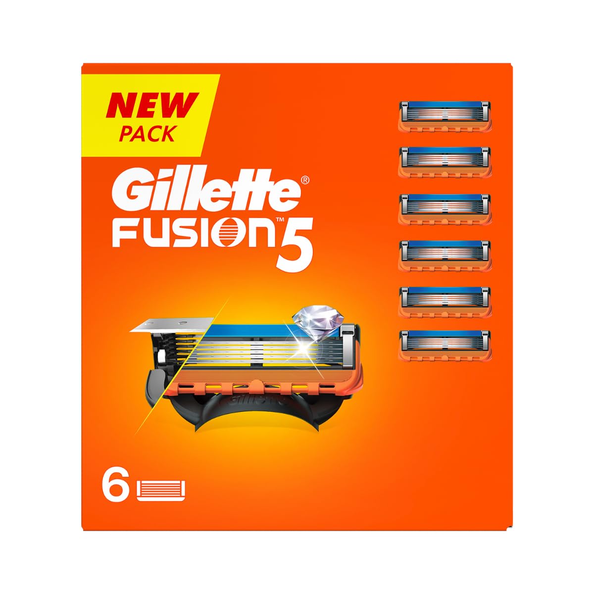 Gillette Fusion Manual Blades for men - 6 count Super Value Pack for Perfect Shave and Perfect Beard Shape with styling back blade| Blades for shaving
