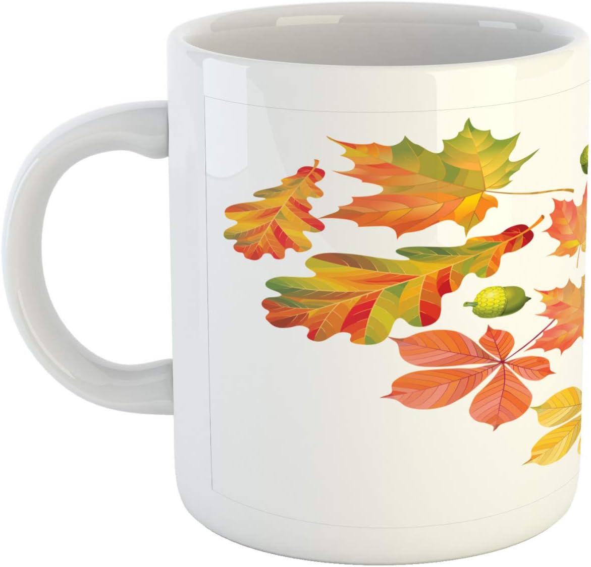 🛒 Crazy Deals Ambesonne Natural Color Mug, Autumn Love Themed Heart Shape from Fallen Leaves and Acorns Print, Ceramic Coffee Mug Cup for Water Tea Drinks, 11 oz, Marigold White