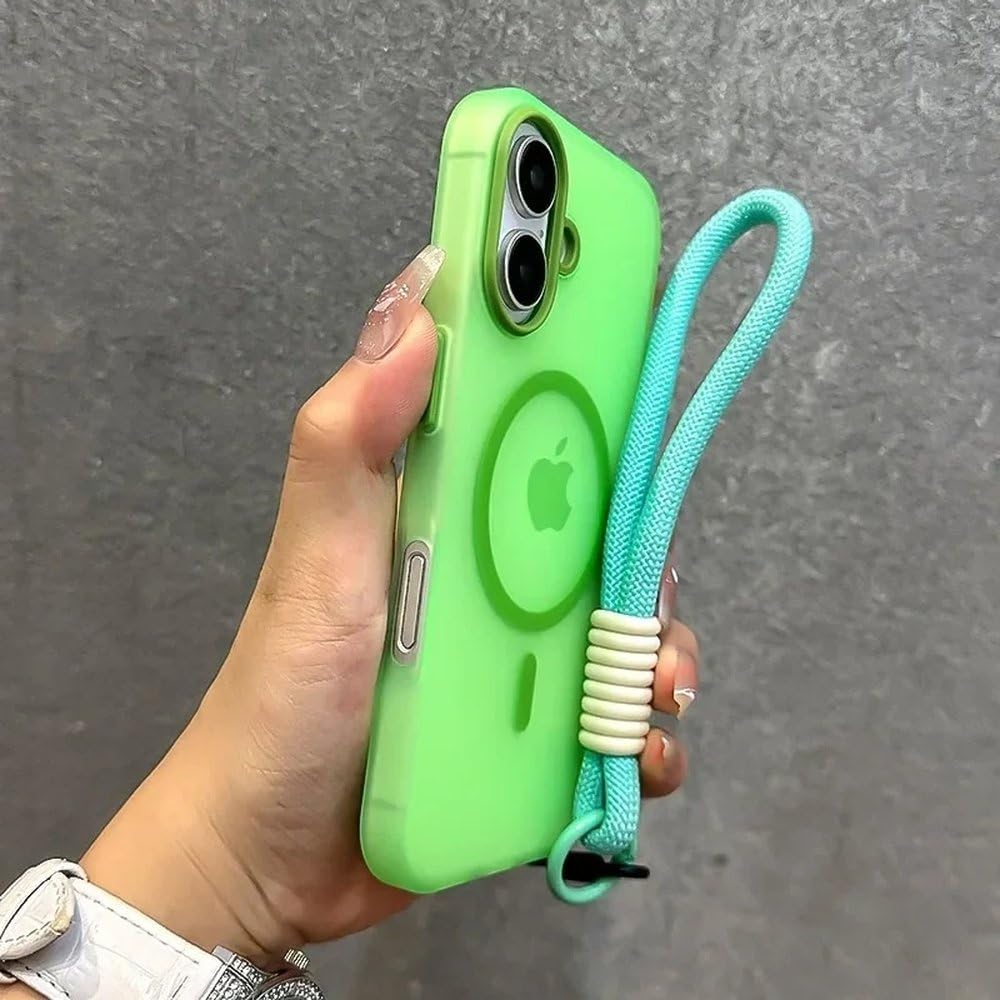 Coque iPhone 14 Plus avec dragonne verte pour voyage et sorties - 6
