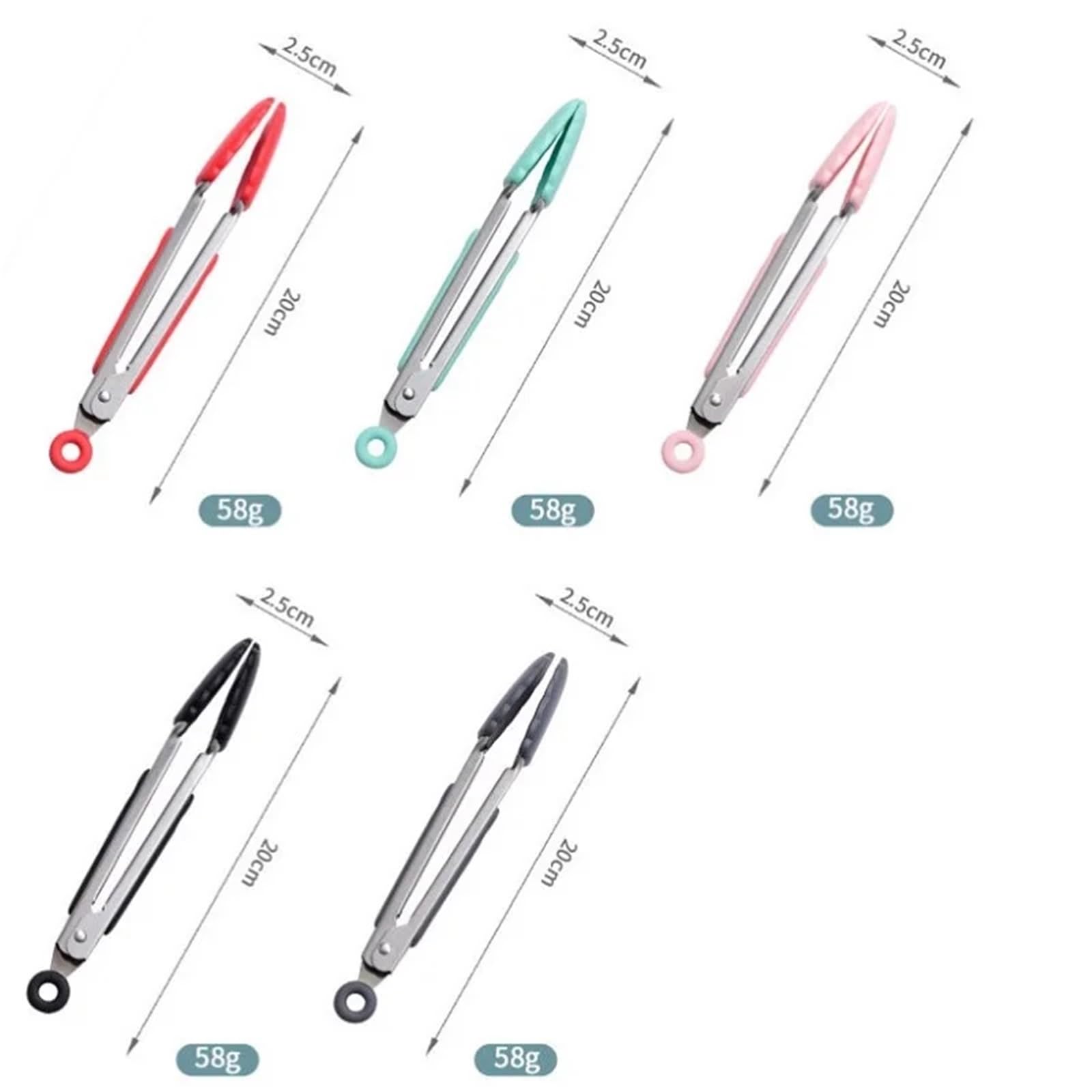 2 unids/set pinzas for alimentos de 7 pulgadas cocina acero inoxidable antideslizantes silicona herramientas(White)