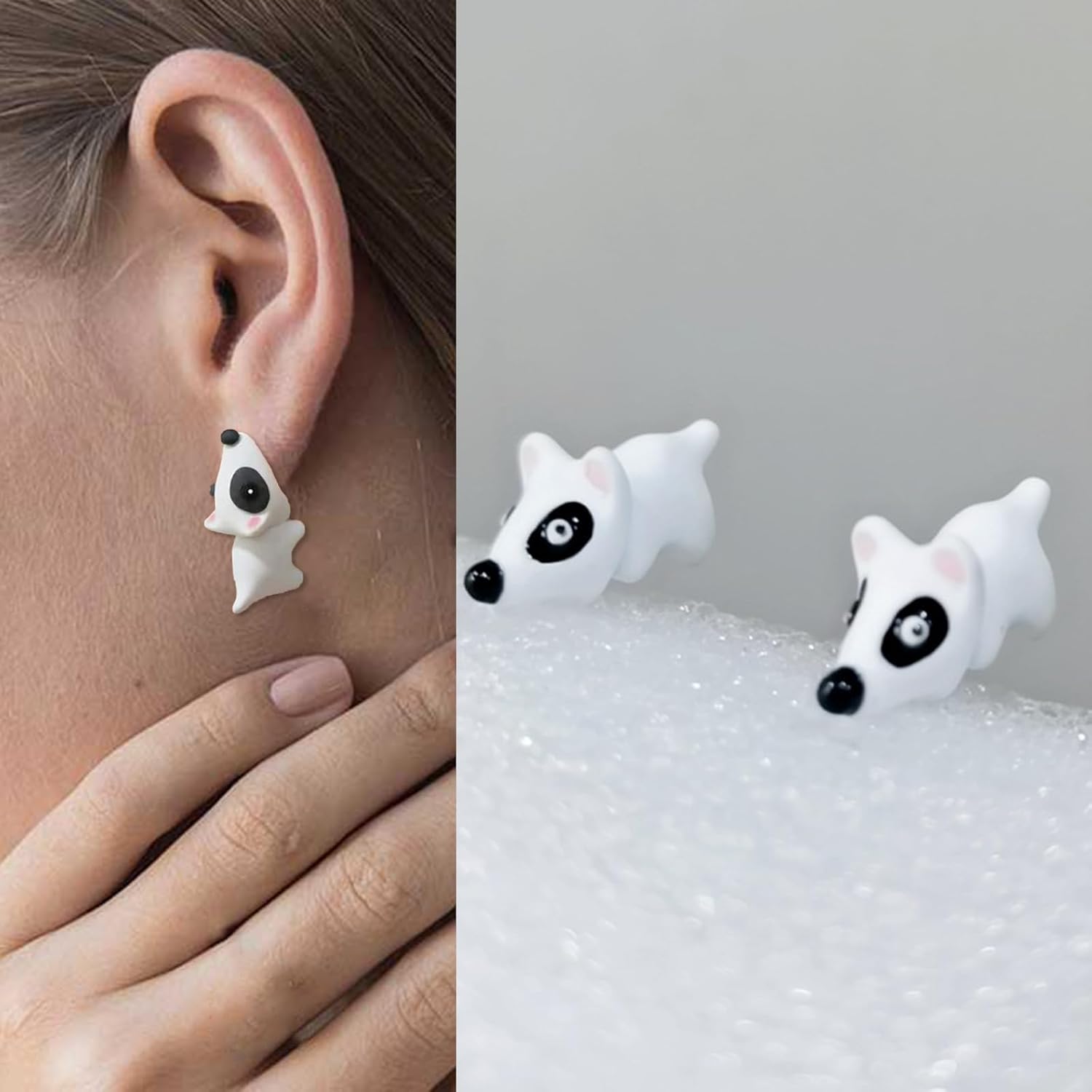 Cute Animal Bite Earrings for Women Trendy 3D Clay Earrings Animal Cartoon Biting Ears Stud Earrings Christmas Jewelry Gifts - Image 6
