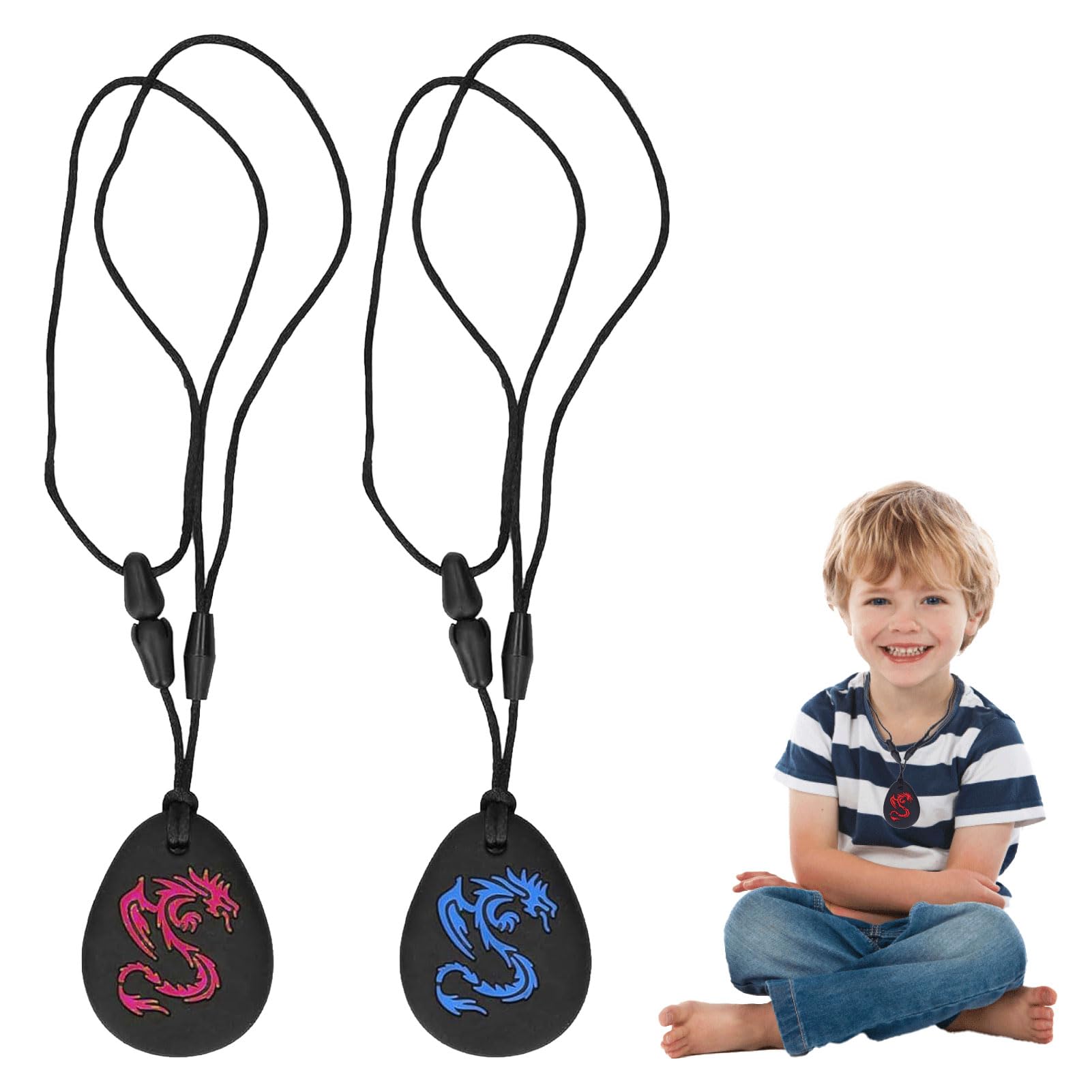 Sensorische Kaukette und Beißkette für Kinder - Silikon Kau-Beißring für ADHS und Autismus