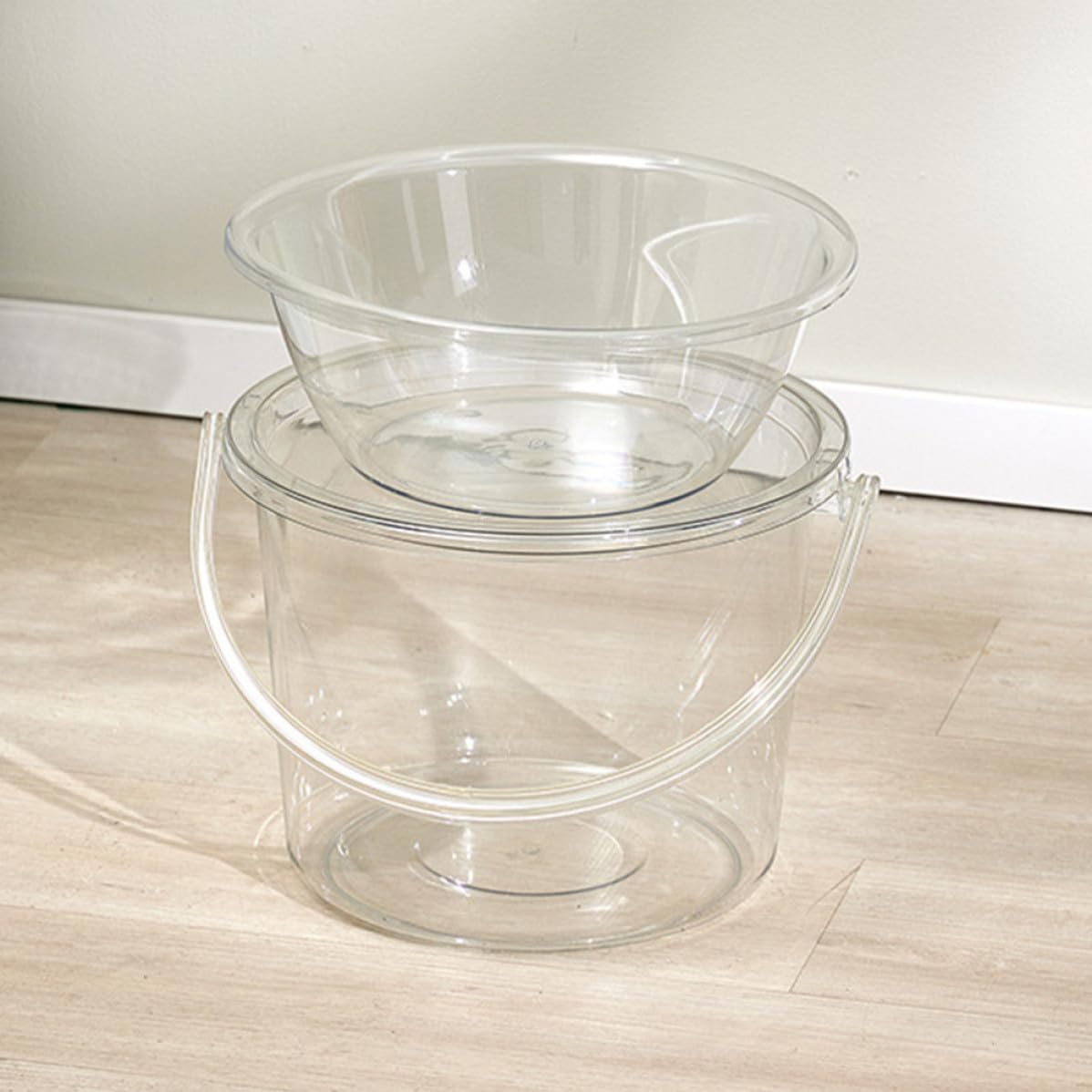 Alasum Cubo Resistente y Portátil Tapa y Asa y Transparente para para Limpieza y Lavado Multifuncional Adecuado para Baño y Uso Doméstico Multifuncional Baño Uso Doméstico