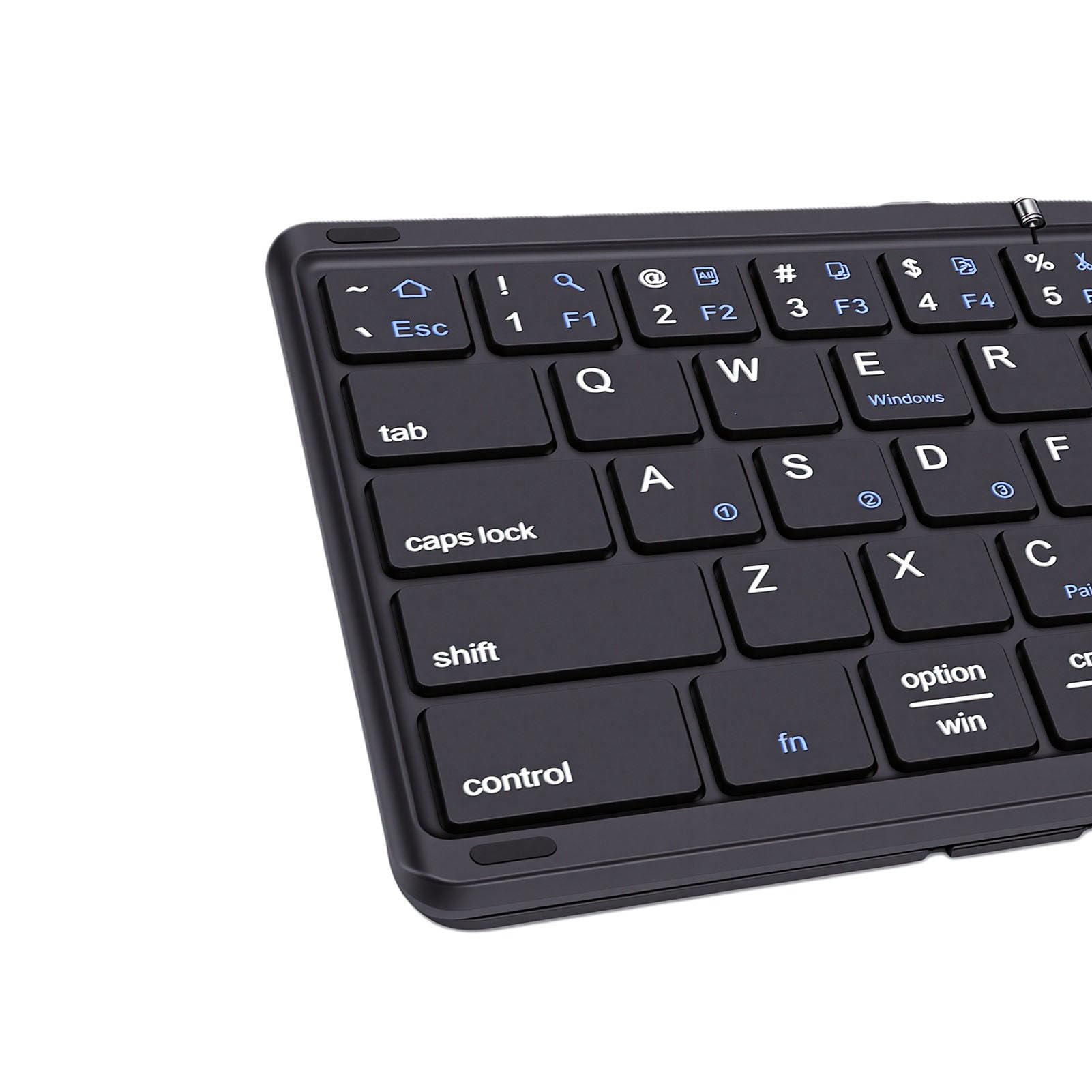 Combinazione Tastiera e Mouse Portatile Pieghevole (BLACK) | Combo Tastiera Bluetooth Pieghevole, Mouse Sottile, Custodia Rigida e Supporto per Telefono, Bluetooth per 3 Dispositivi